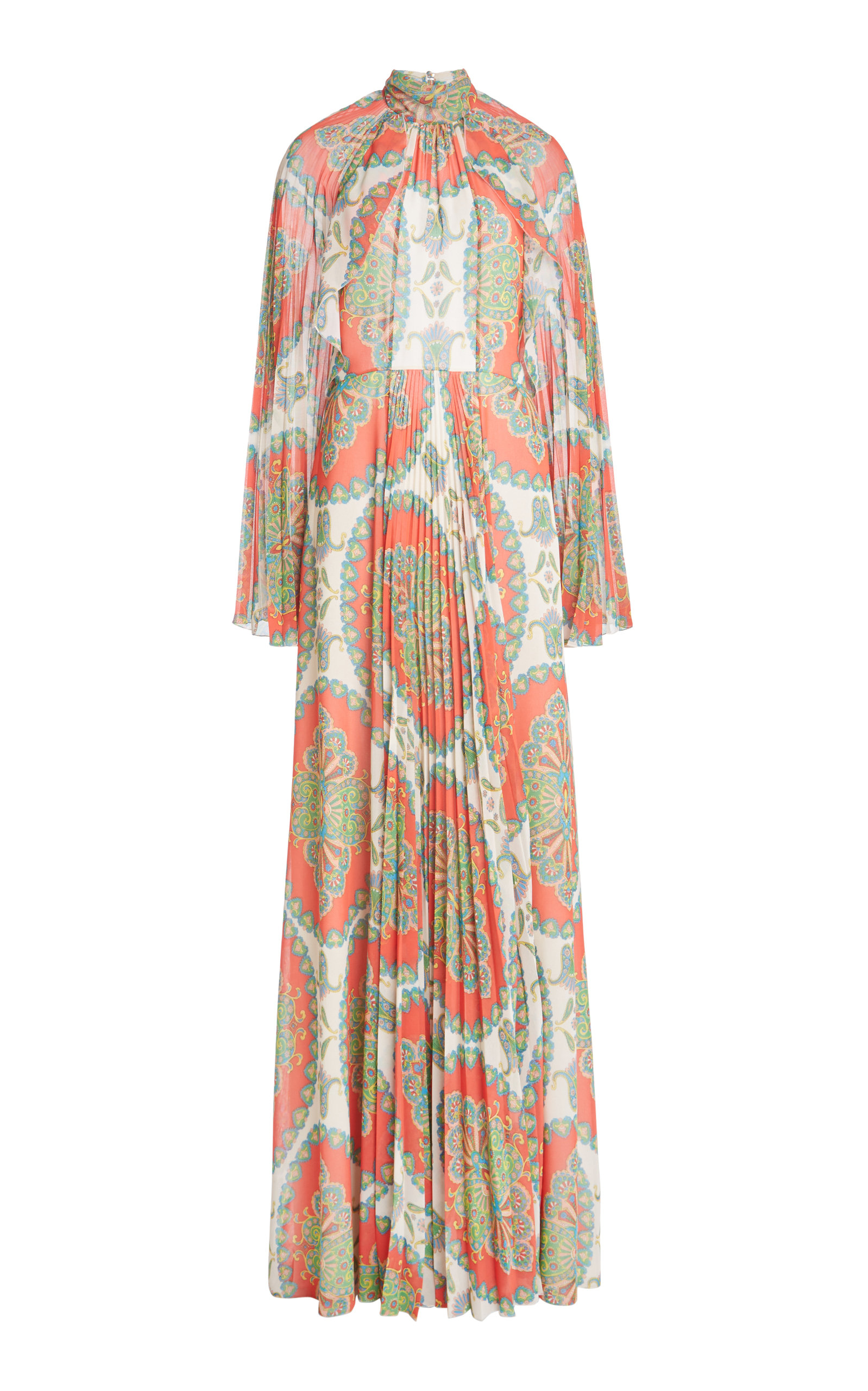 Etro Skylark Paisley Print Cutout Belted Long Sleeve Maxi Dress