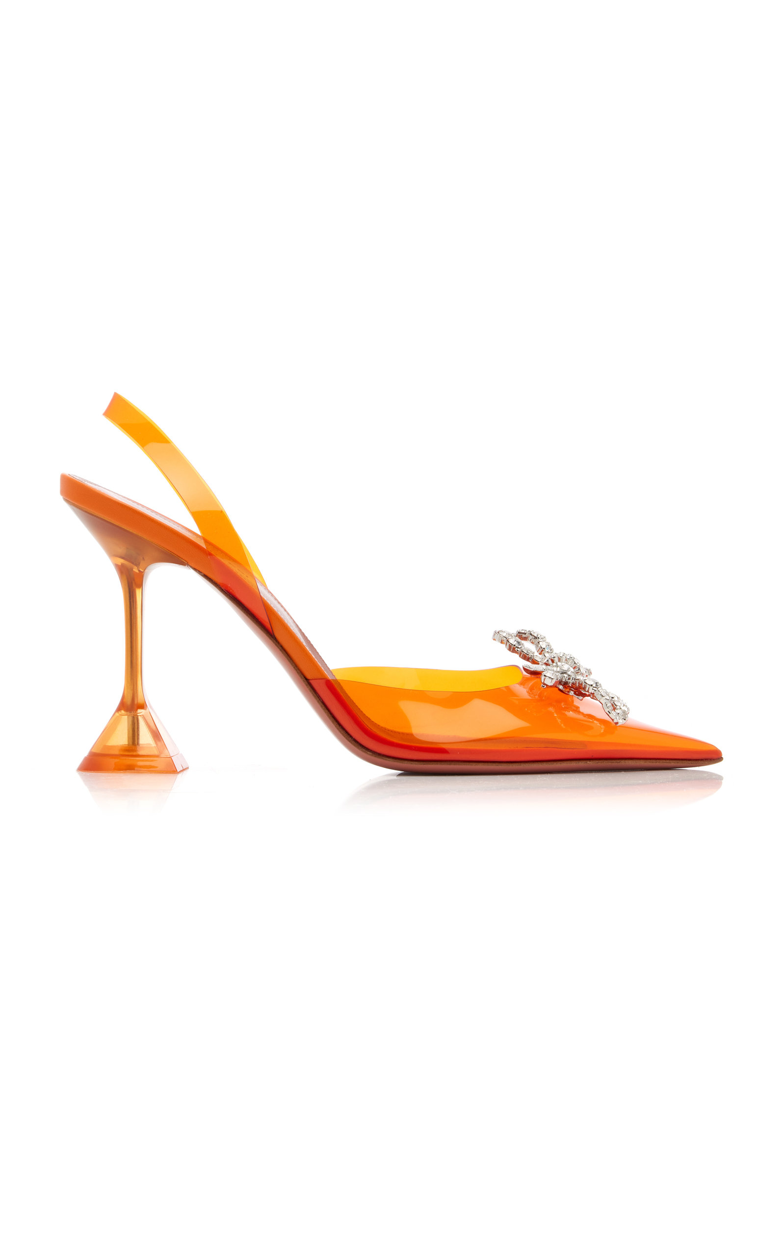 Amina Muaddi - Rosie Crystal-Embellished PVC Slingback Pumps - Orange - IT 37.5 - Moda Operandi