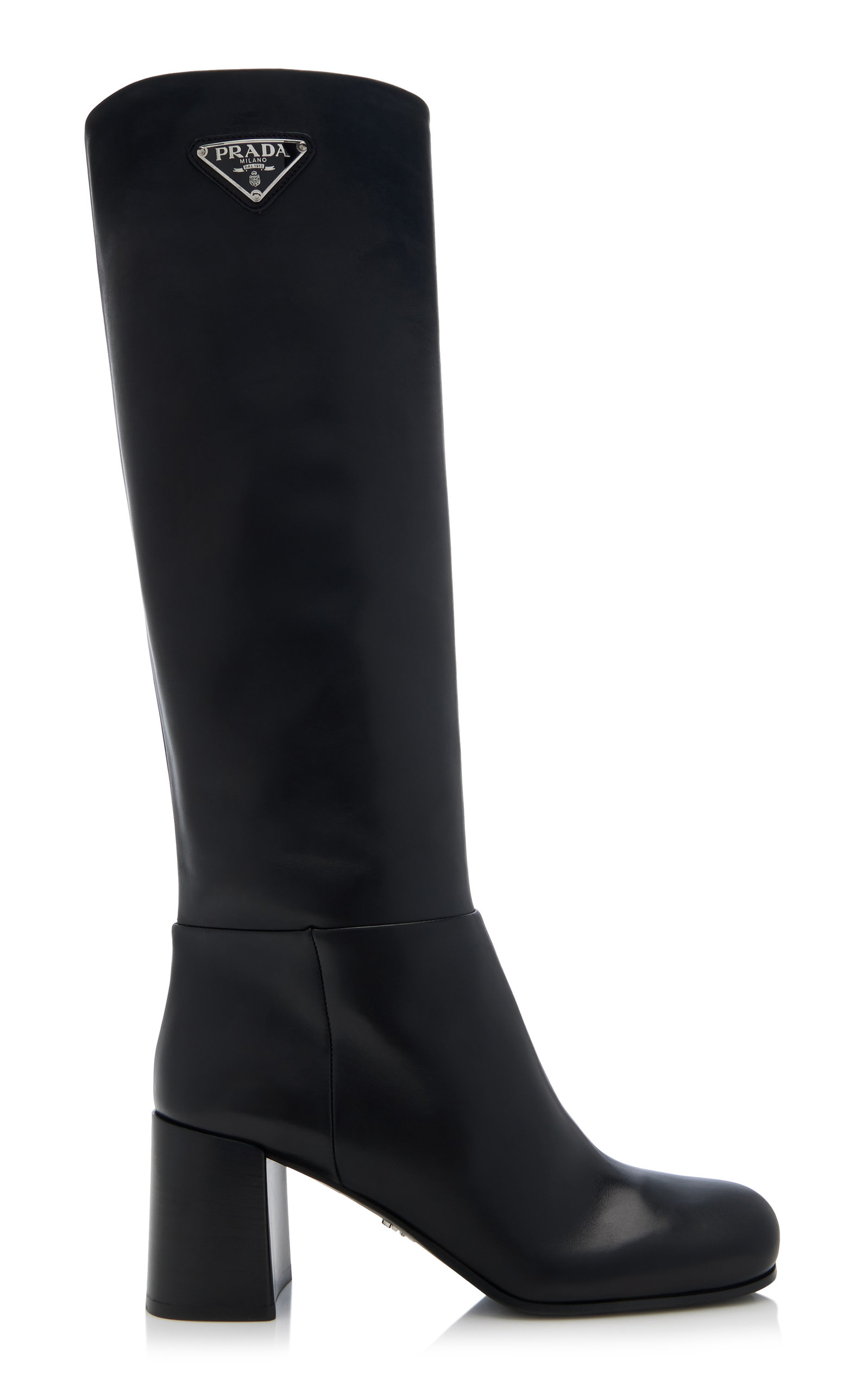 Prada - Women's Stivali Leather Knee Boots - Black - IT 36.5 - Moda Operandi