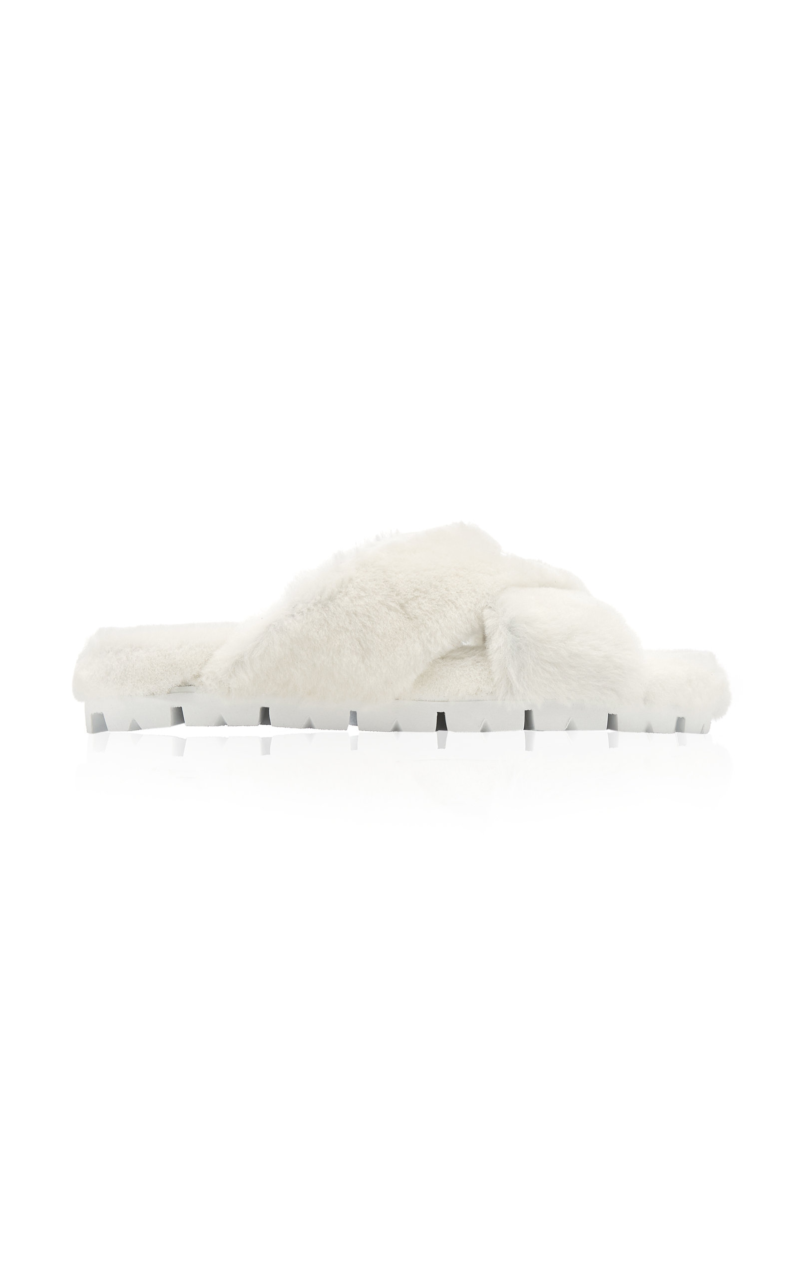 Prada - Women's Shearling Sandals - White - IT 36 - Moda Operandi