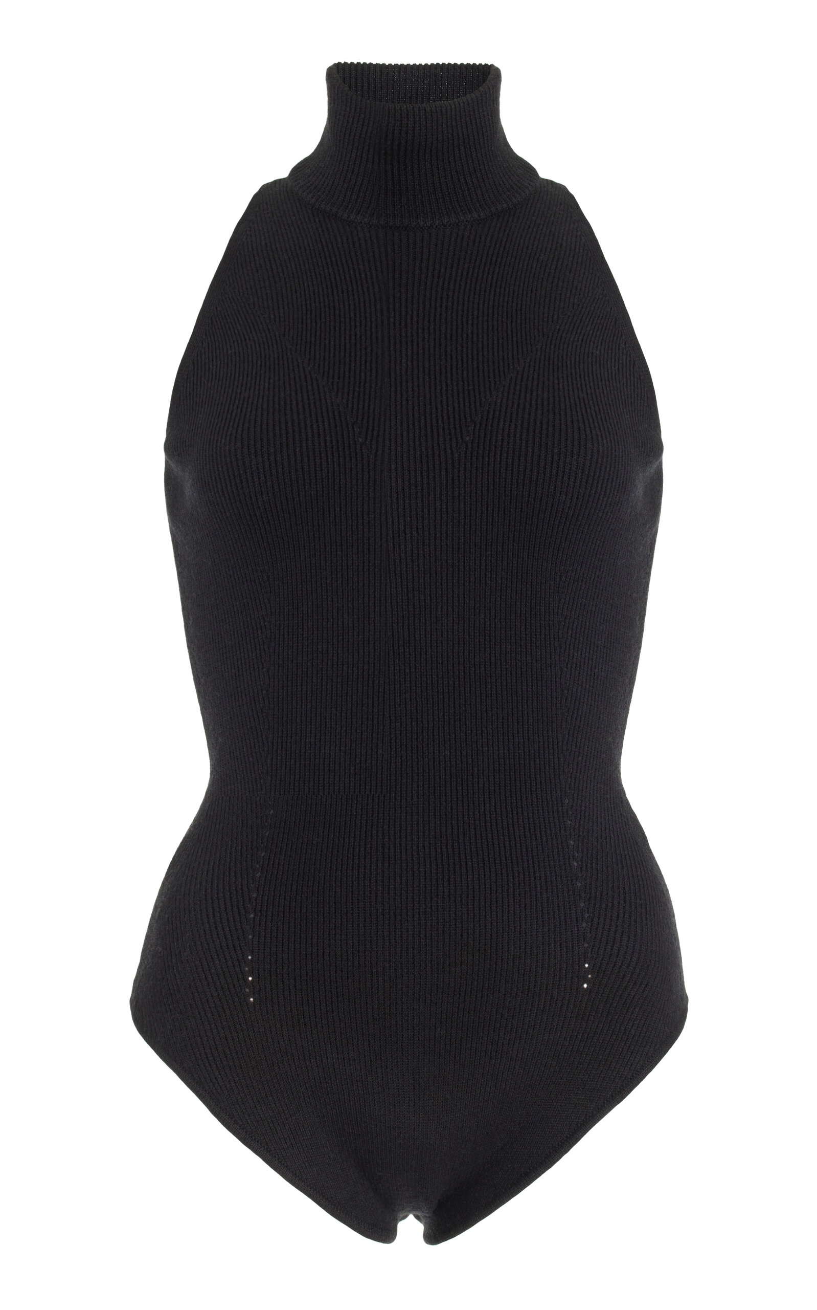 Brandon Maxwell Silk-cashmere Knit Bodysuit In Black