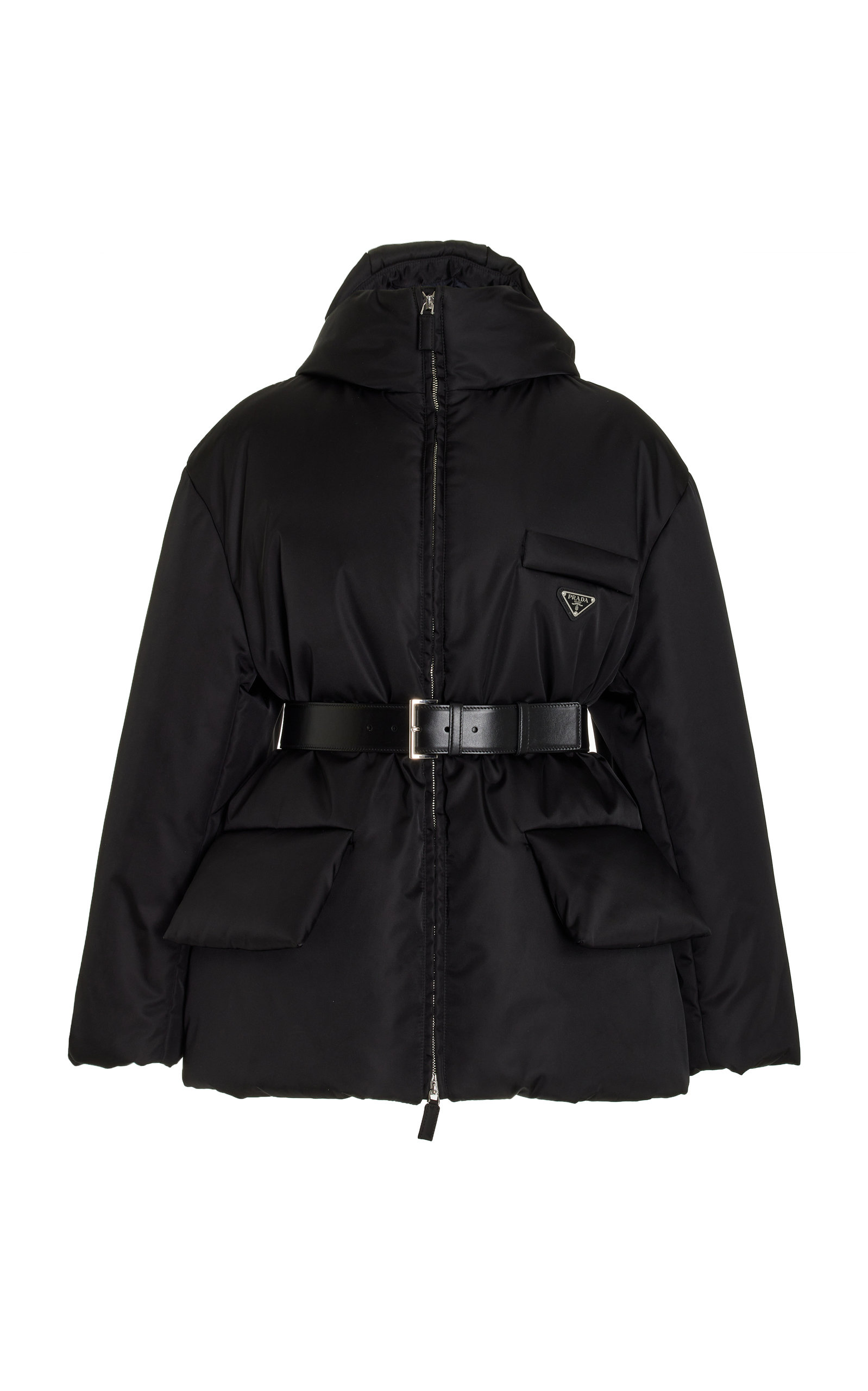 Prada Belted Re-Nylon Down Jacket - Black