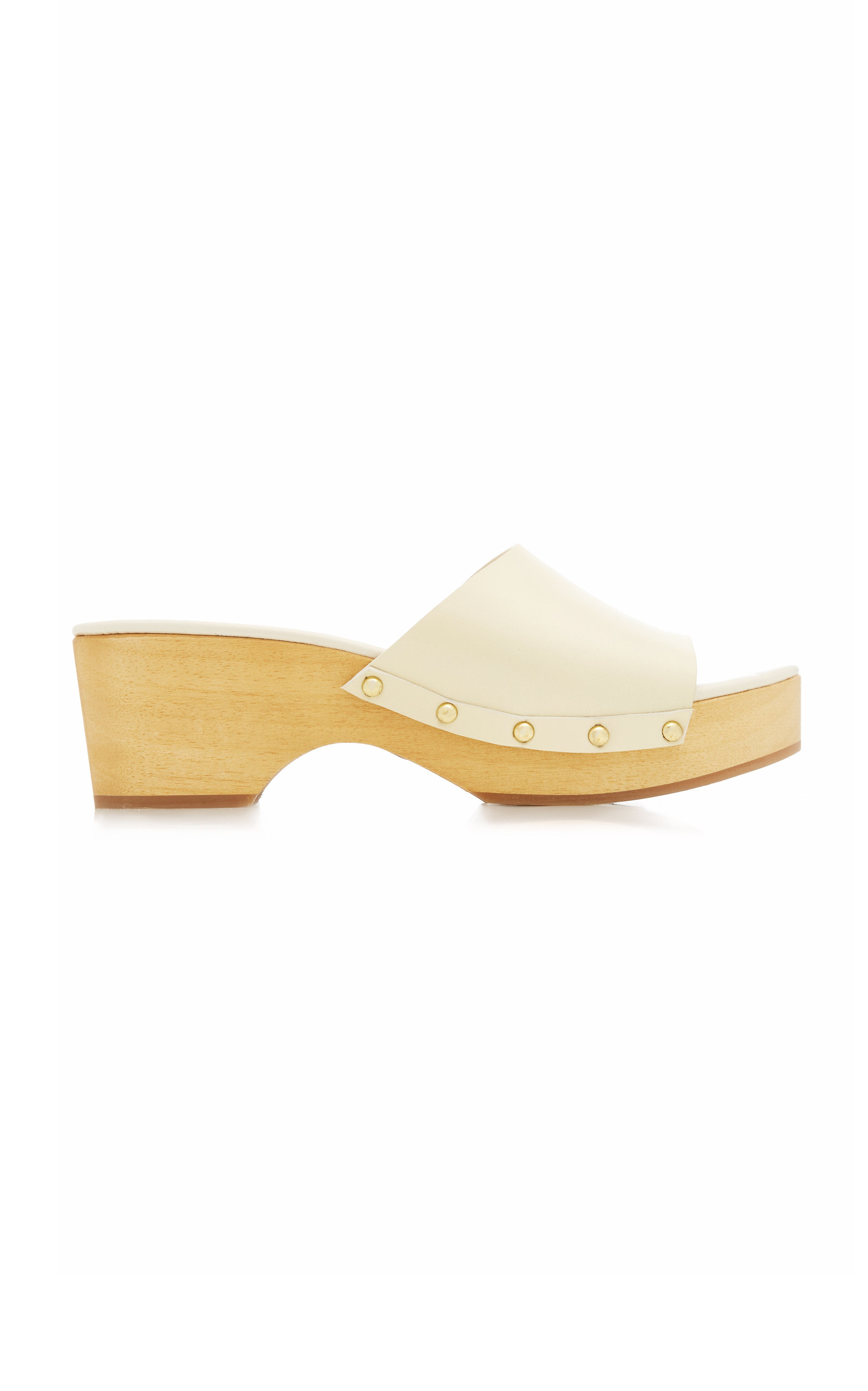 Aeyde Bobbie Leather Clog Sandals In Ivory
