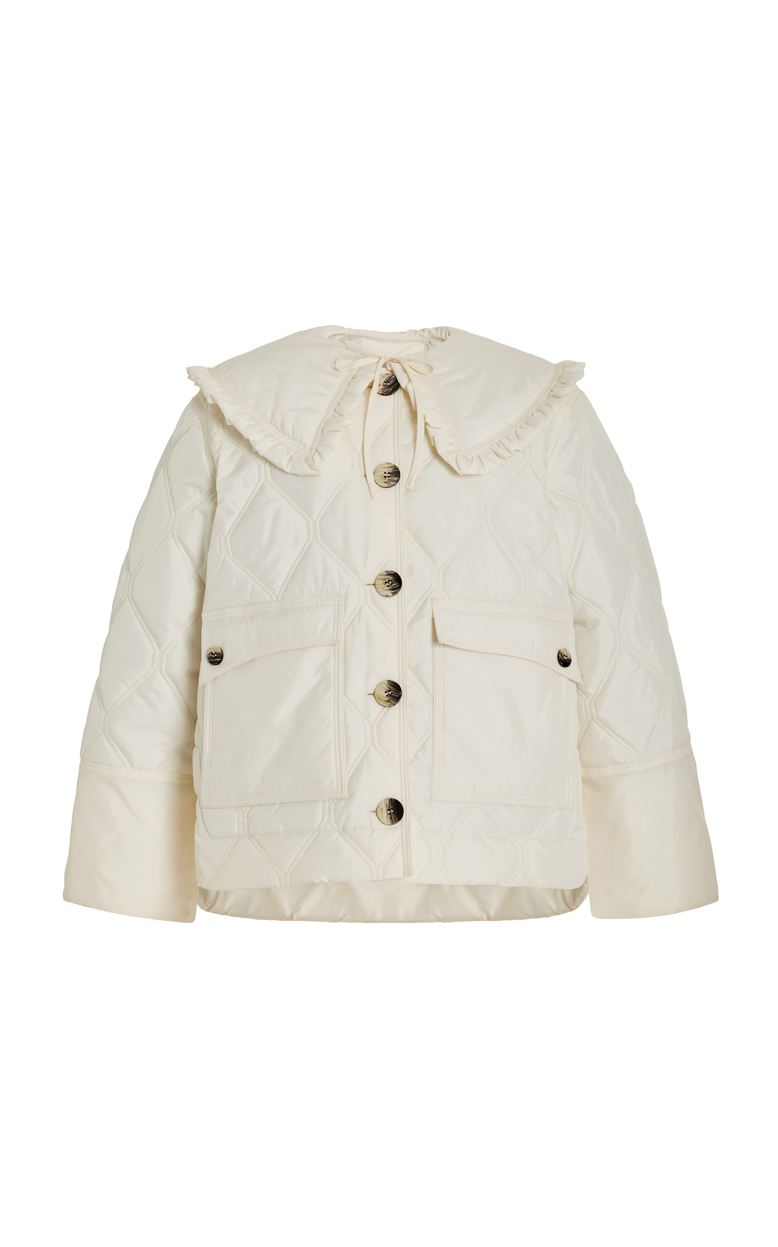 Ganni Women's Recycled Ripstop Quilt Jacket In White | ModeSens
