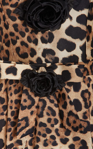 Rose-Detailed Leopard-Print Silk Midi Dress展示图