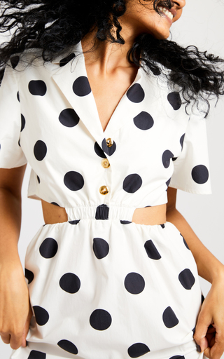 Cutout Polka-Dot Cotton Midi Dress展示图