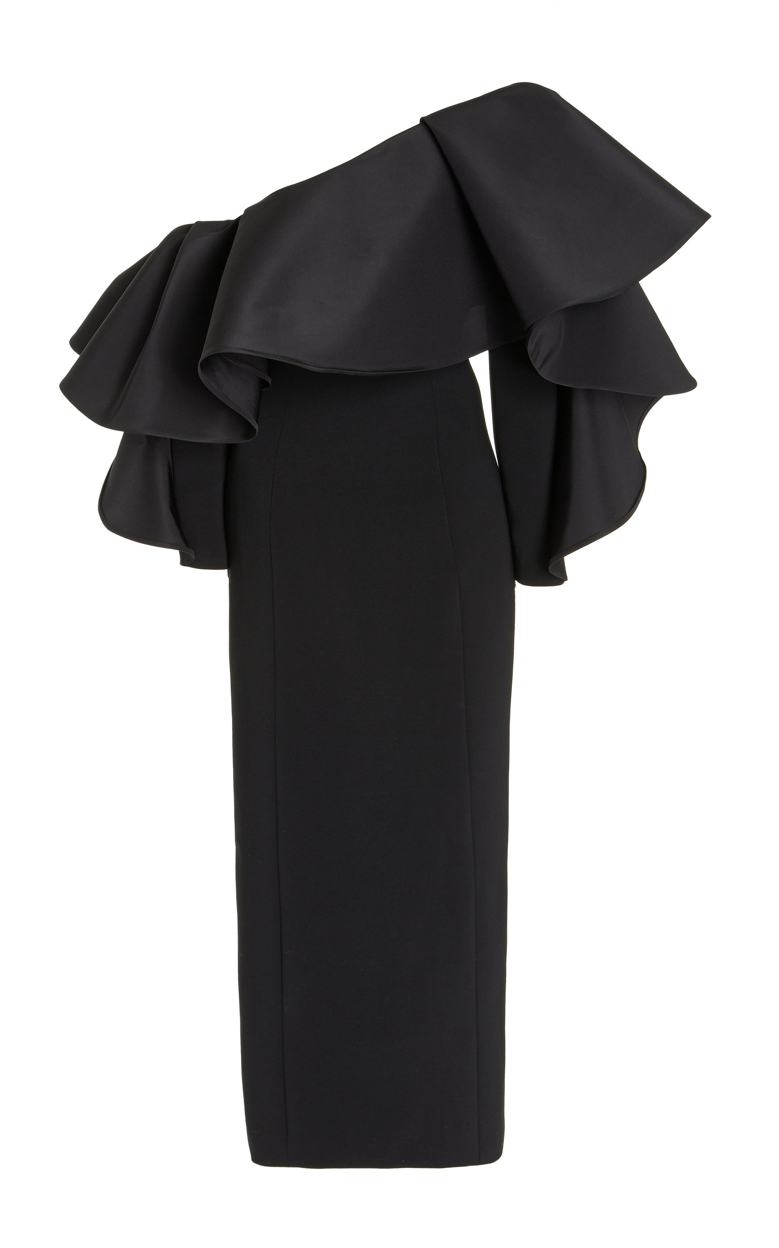 Carolina Herrera - Women's Ruffled One-Shoulder Column Dress - Black - US 4 - Moda Operandi