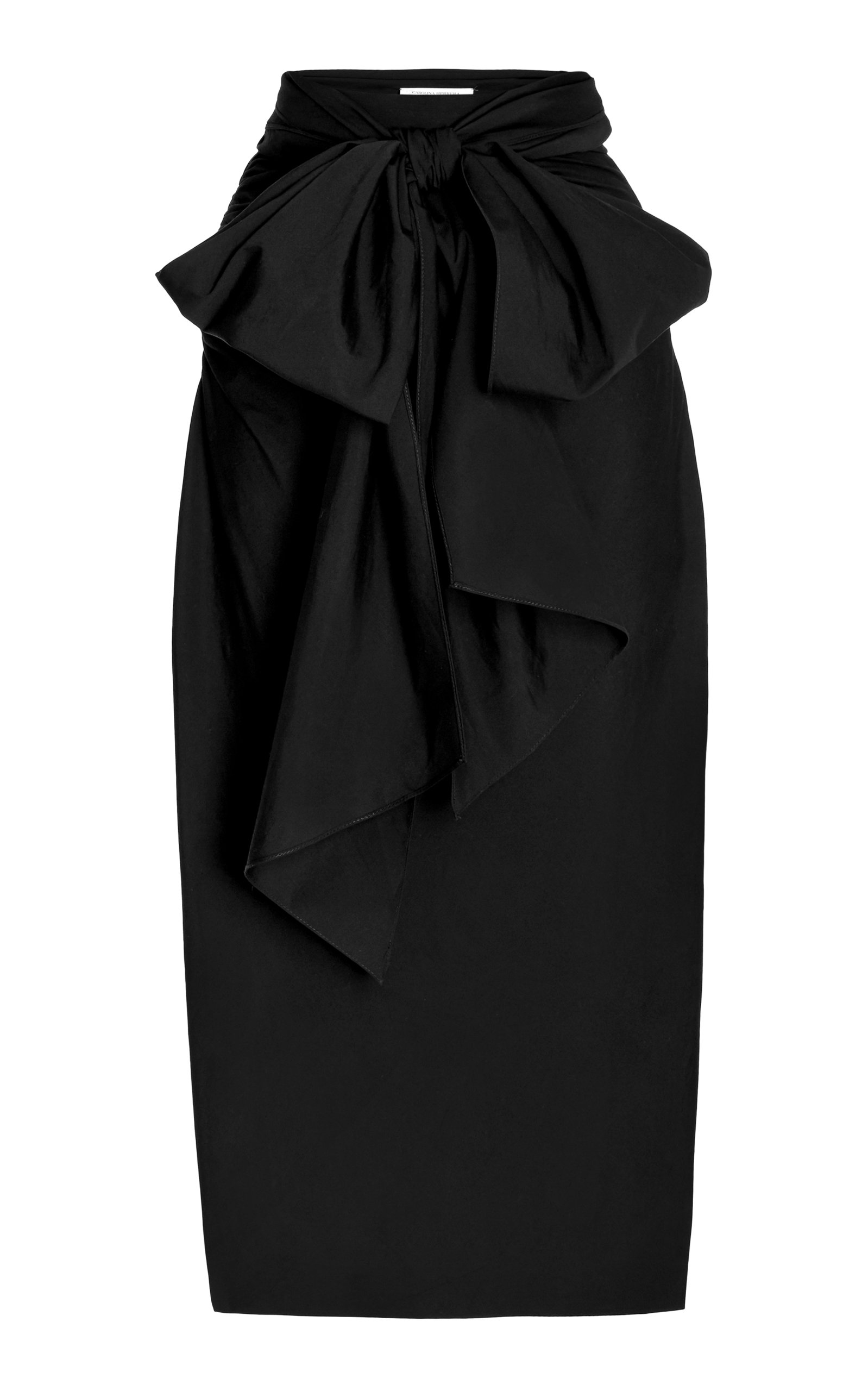 Carolina Herrera - Women's High-Slit Cotton-Blend Sash Skirt - Black - Moda Operandi