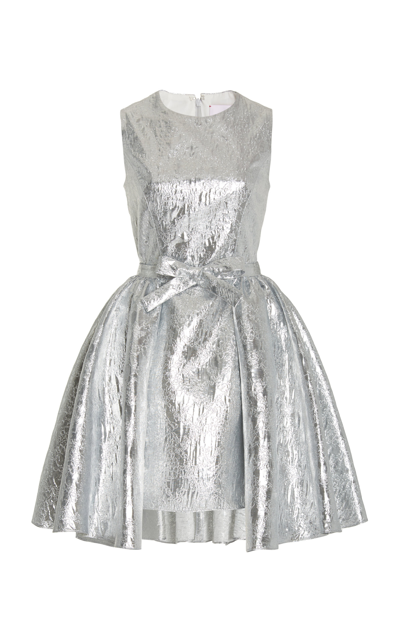 Carolina Herrera - Women's Detachable-Skirt Lamé Mini Dress - Silver - Moda Operandi