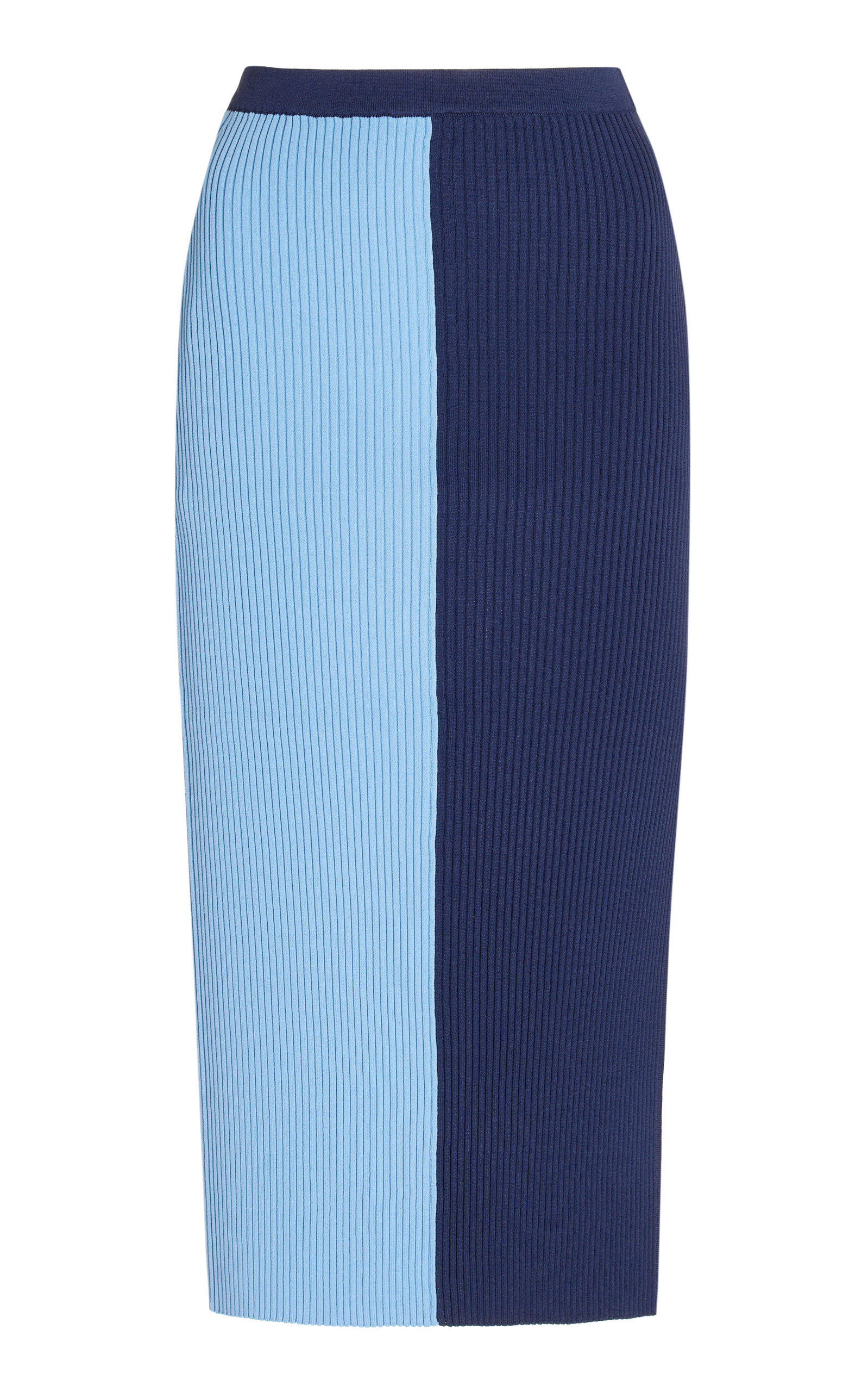 STAUD WOMEN'S LORRAINE TWO-TONE RIBBED-KNIT MIDI SKIRT