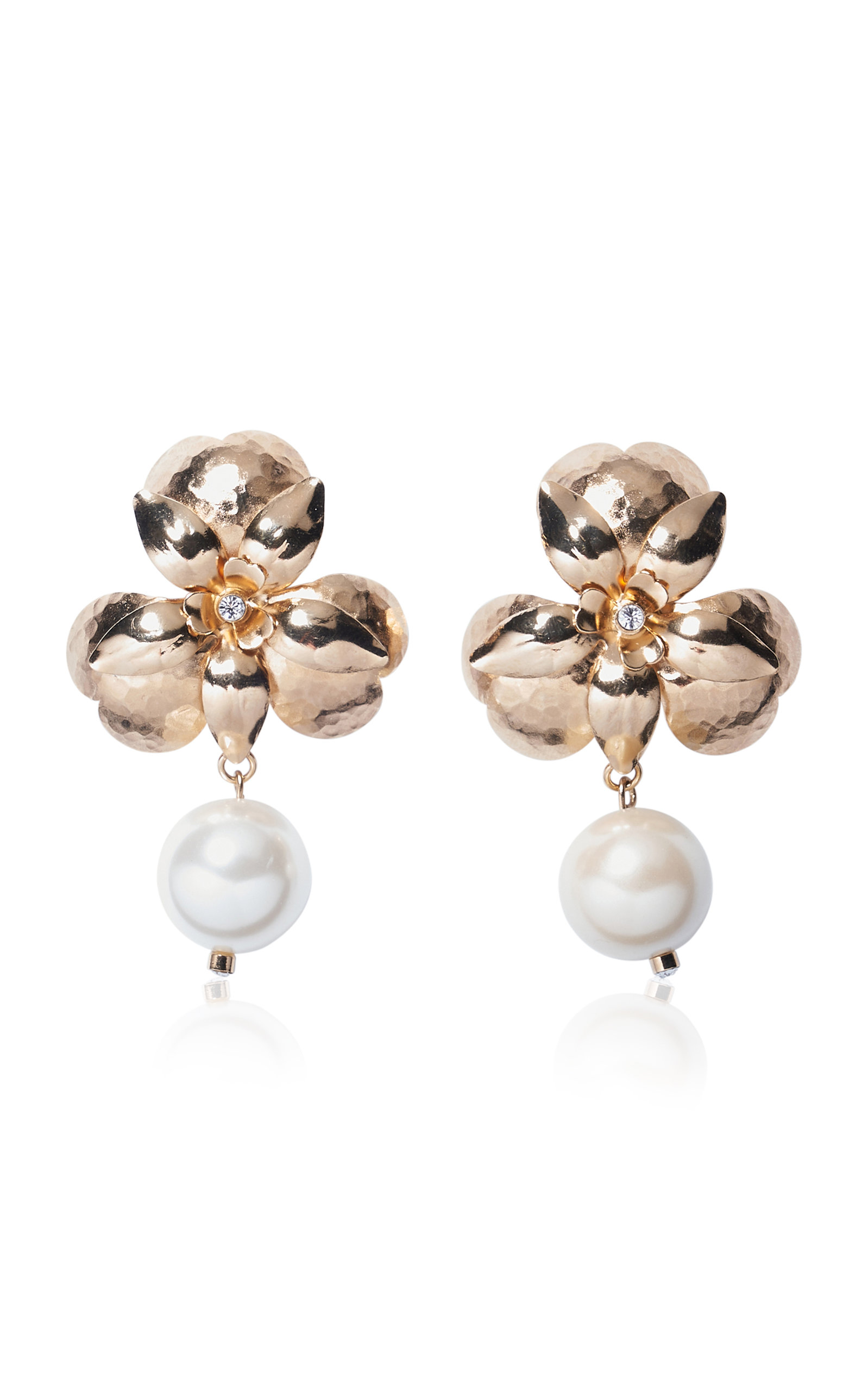 Carolina Herrera - Women's Brass Flower and Pearl Drop Earrings - Gold - Moda Operandi - Gifts For Her