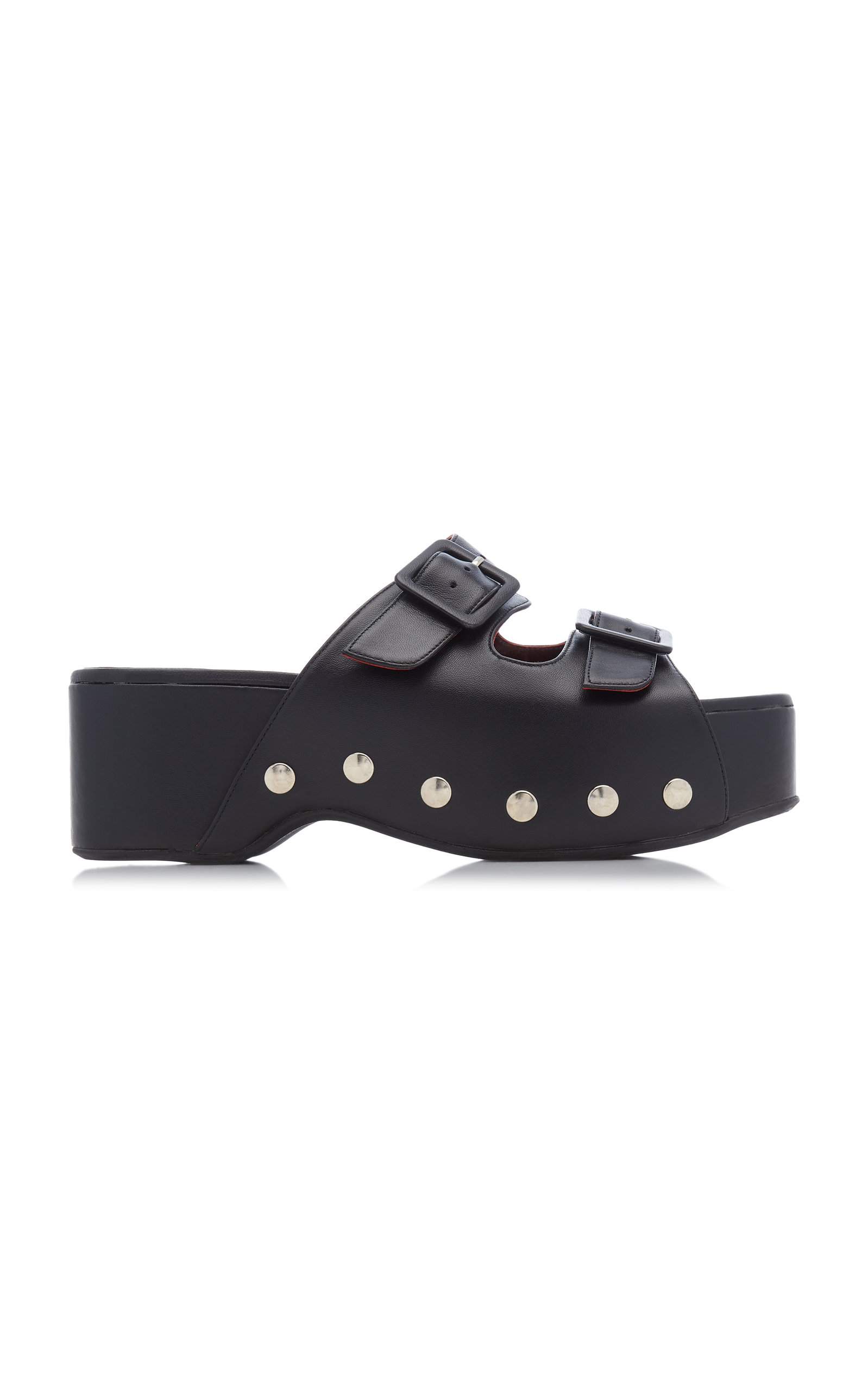 STAUD Women's Remi Buckled Leather Platform Sandals