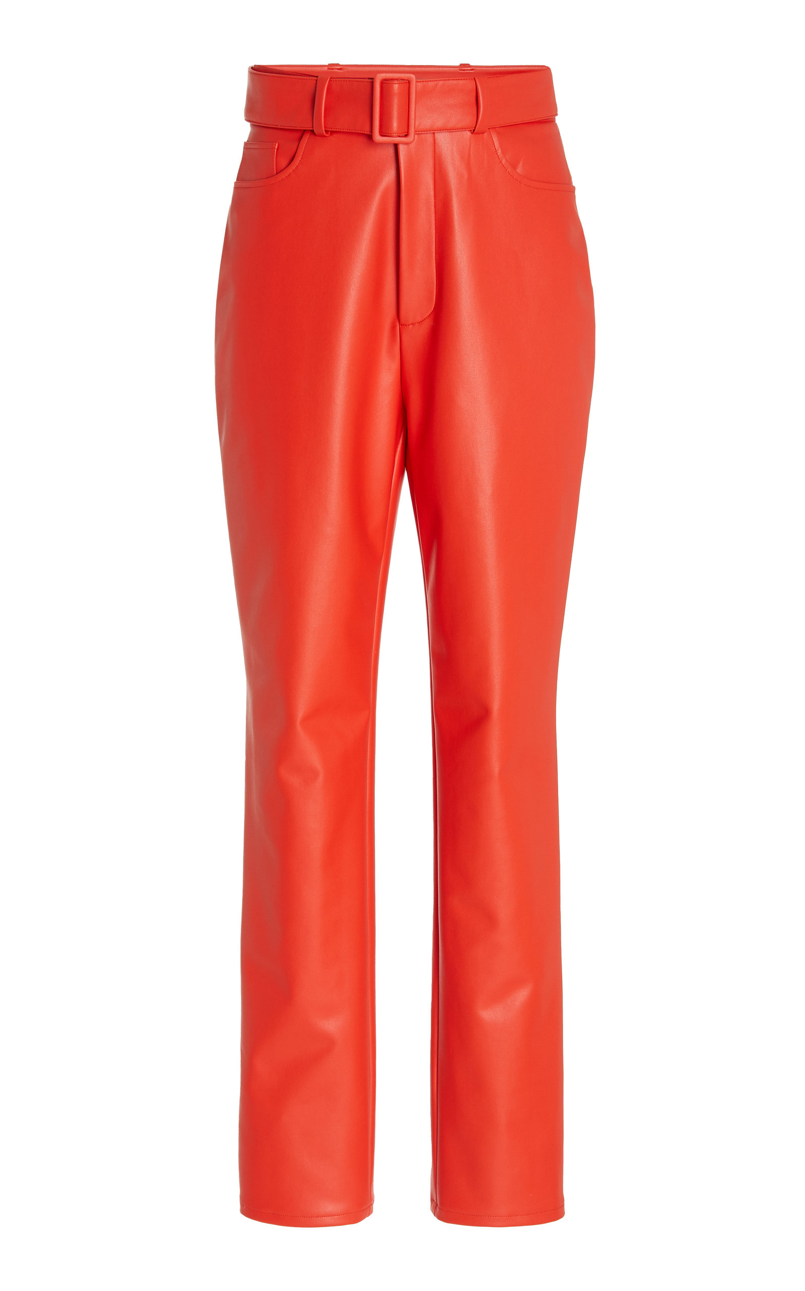 LAPOINTE Stretch Faux Leather High Waisted Belted Slim Jean