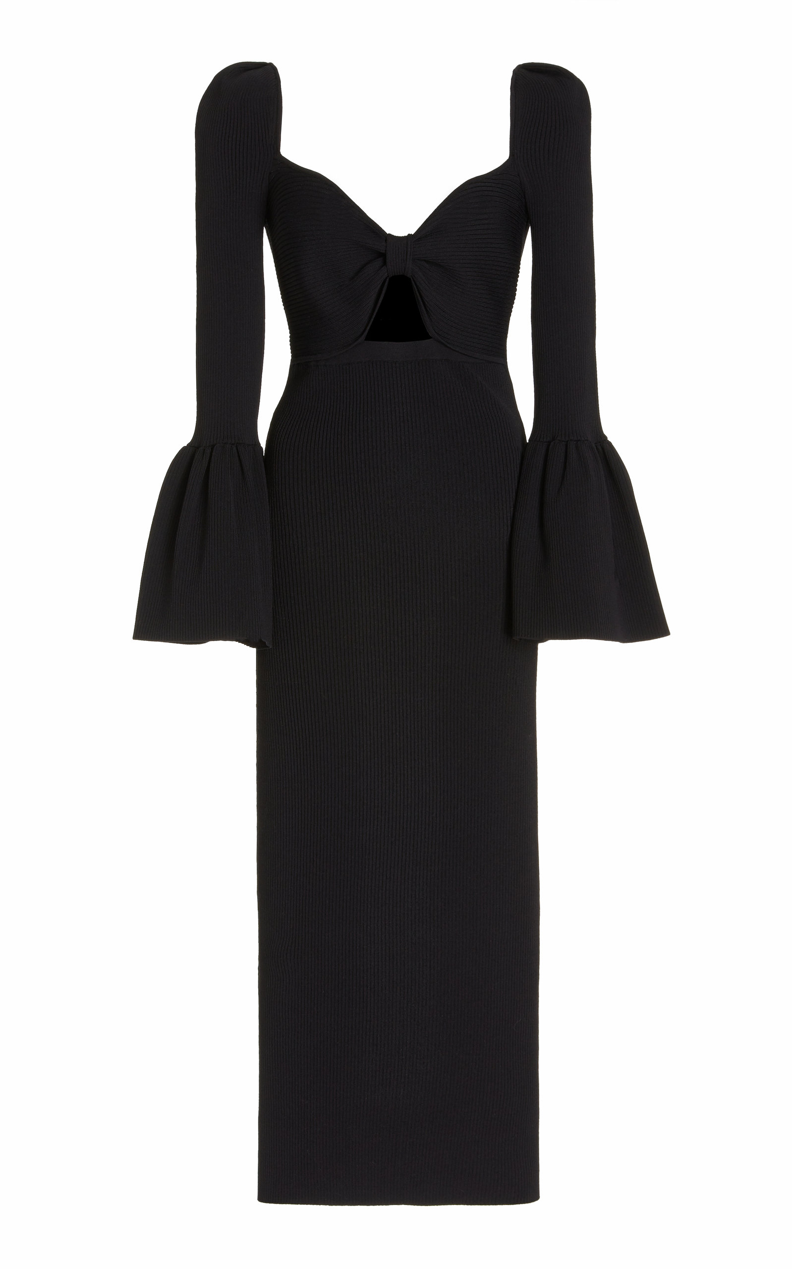 Self-portrait The Midi Dress From Self- Portrait Is Shaped To A Slim-fitting In Black