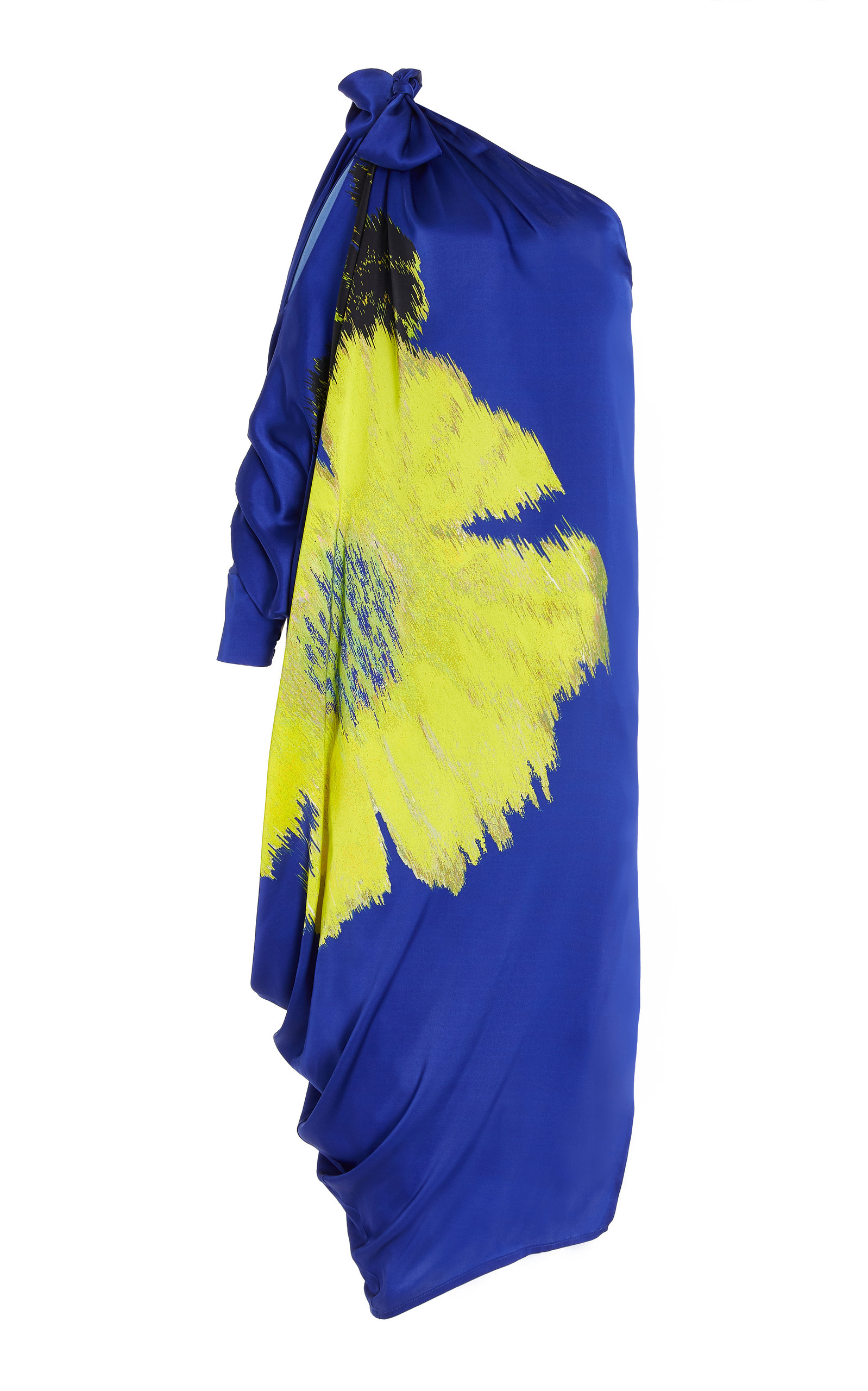 Silvia Tcherassi Women's Crema Floral Silk One-Shoulder Tunic Dress