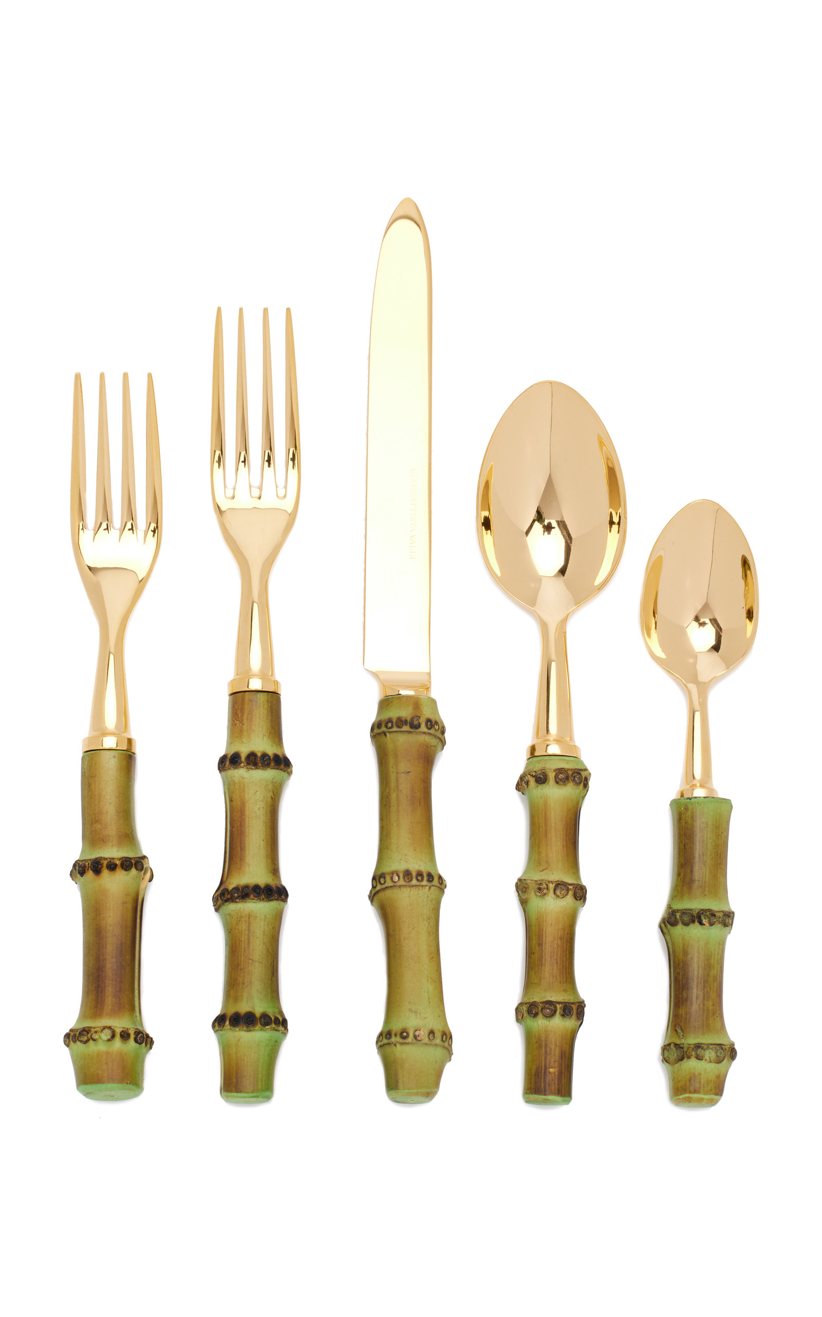 Giambattista Valli Home Five-Piece Gold-Plated Bamboo Silverware Set - Green