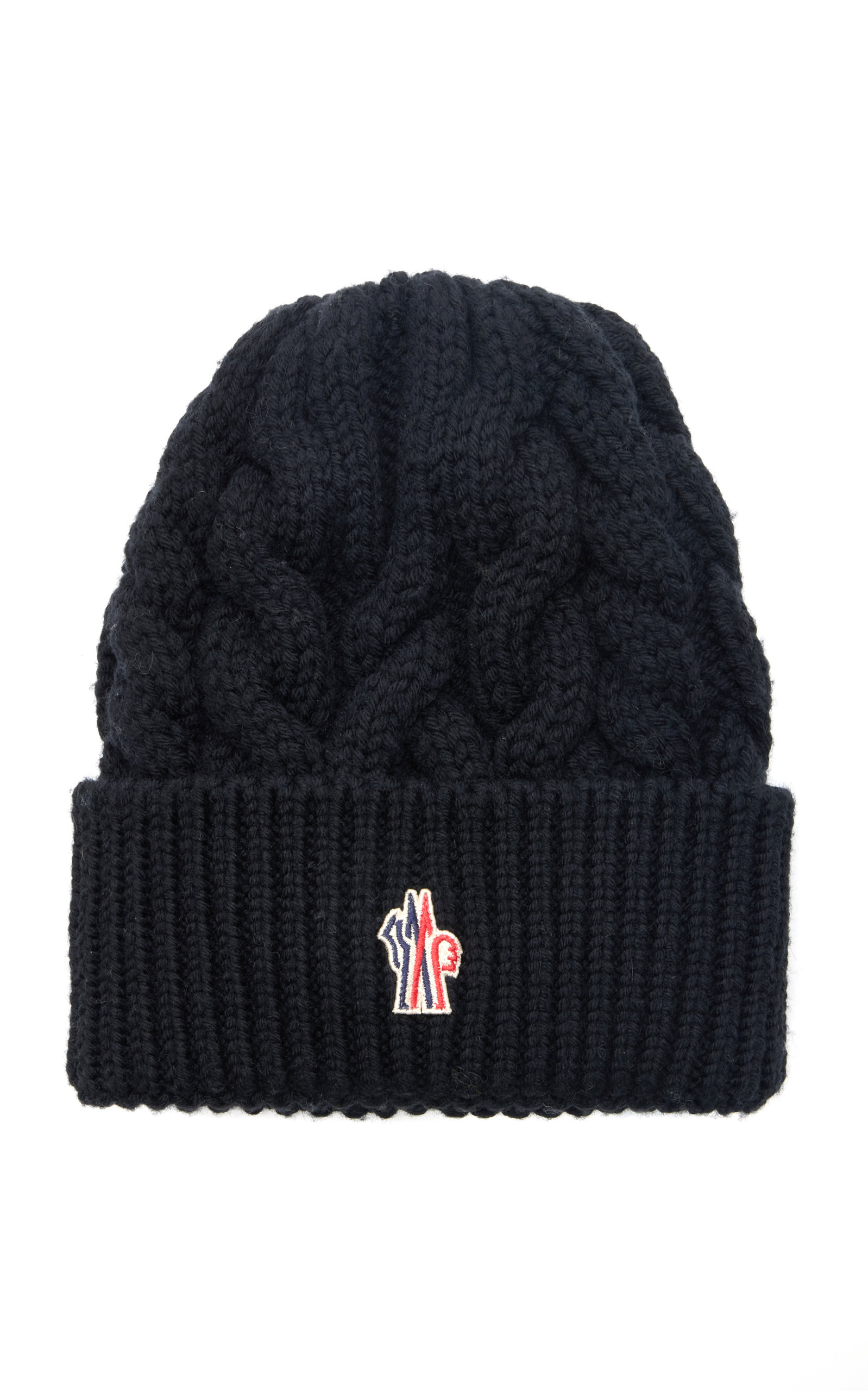 Shop Moncler Cable Knit Beanie In Black