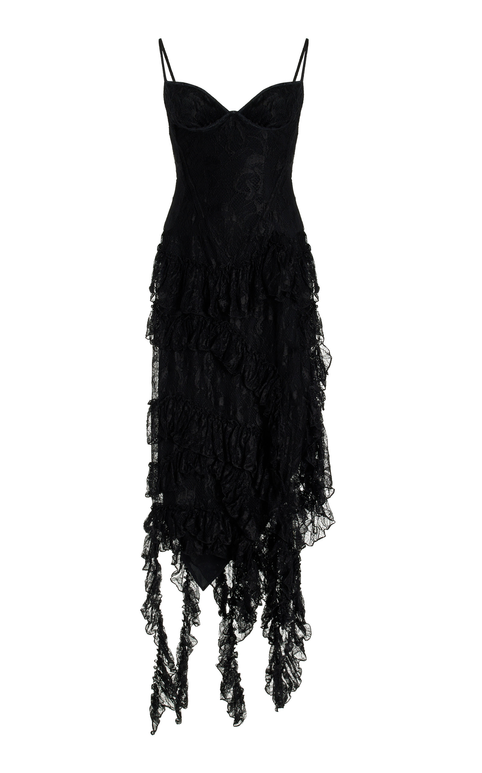 Del Core Ruffled Corseted Midi Dress - Black