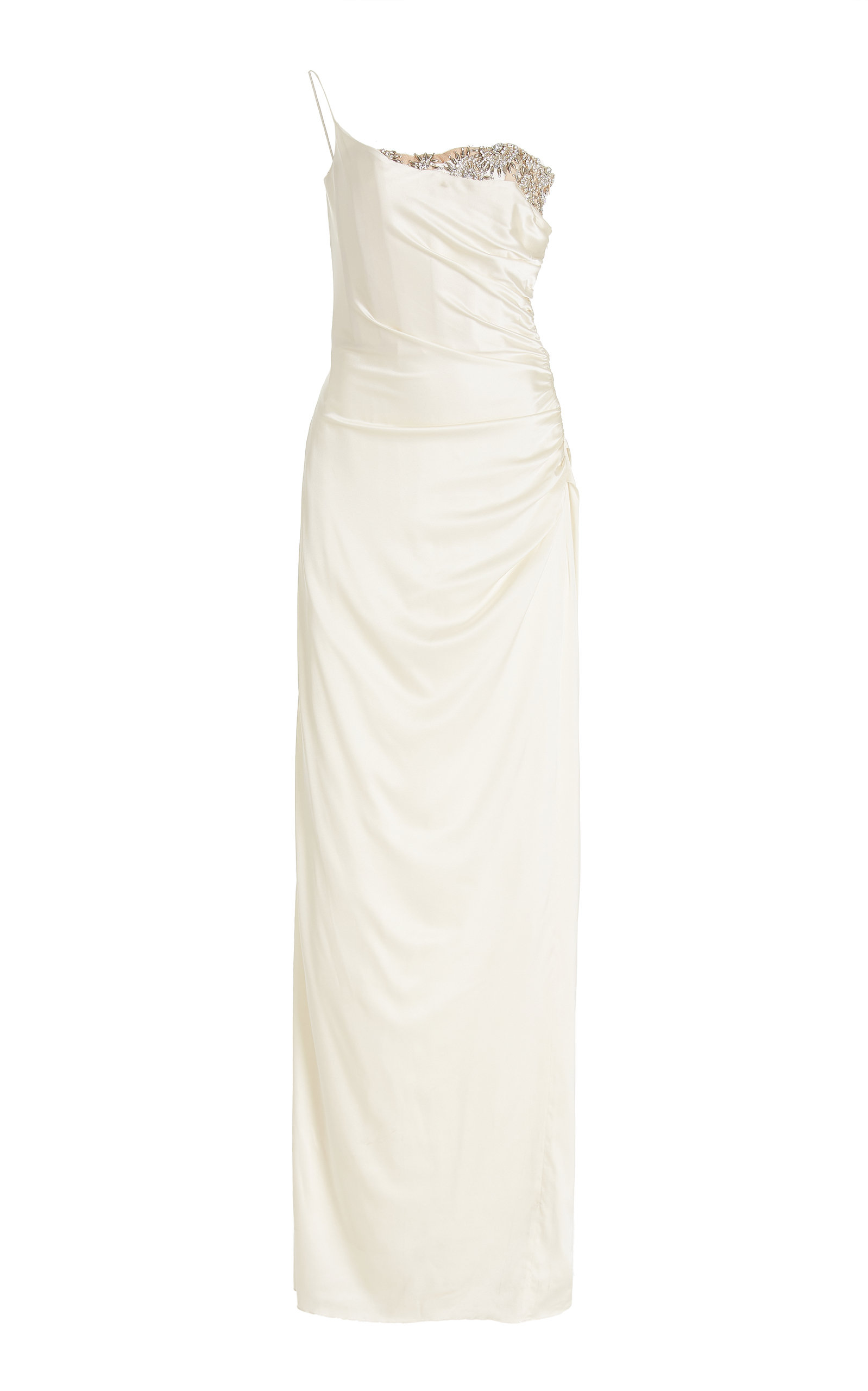 Aliétte Women's Crystal-Trimmed Silk One-Shoulder Maxi Dress