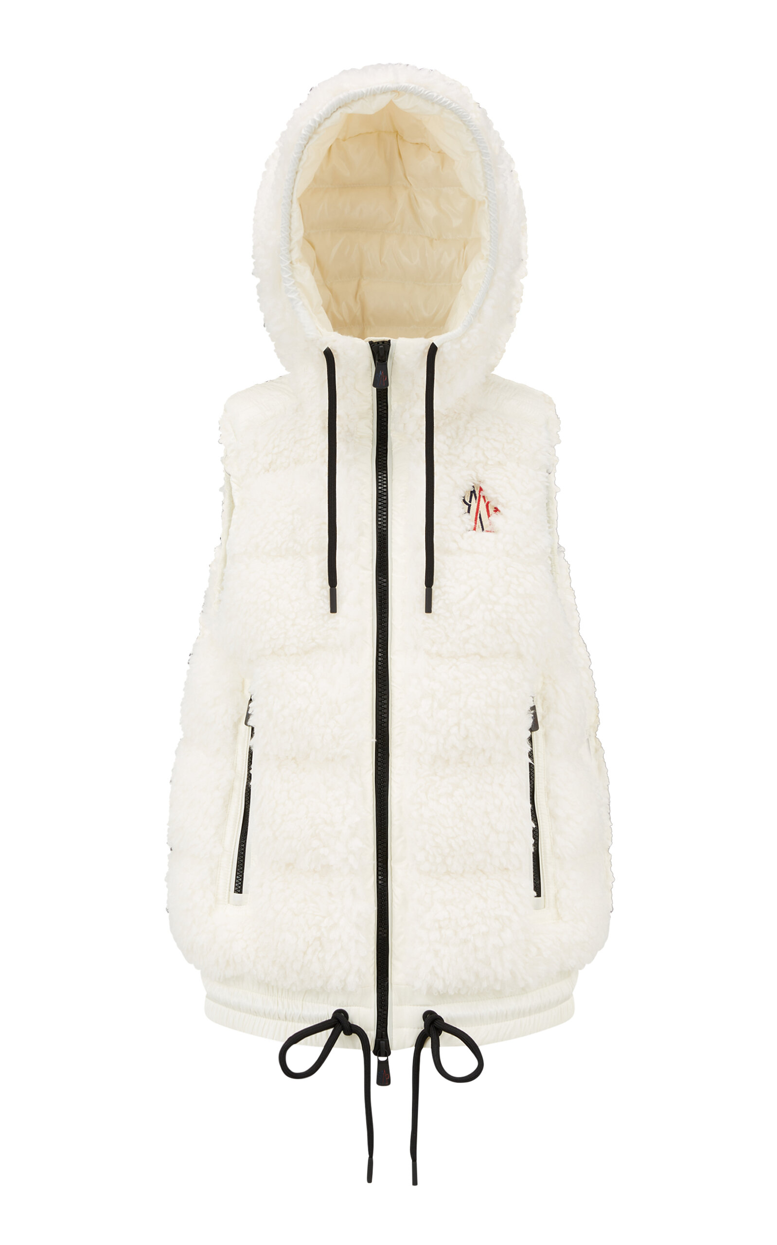 Shop Moncler Teddy-fleece Hooded Vest In White