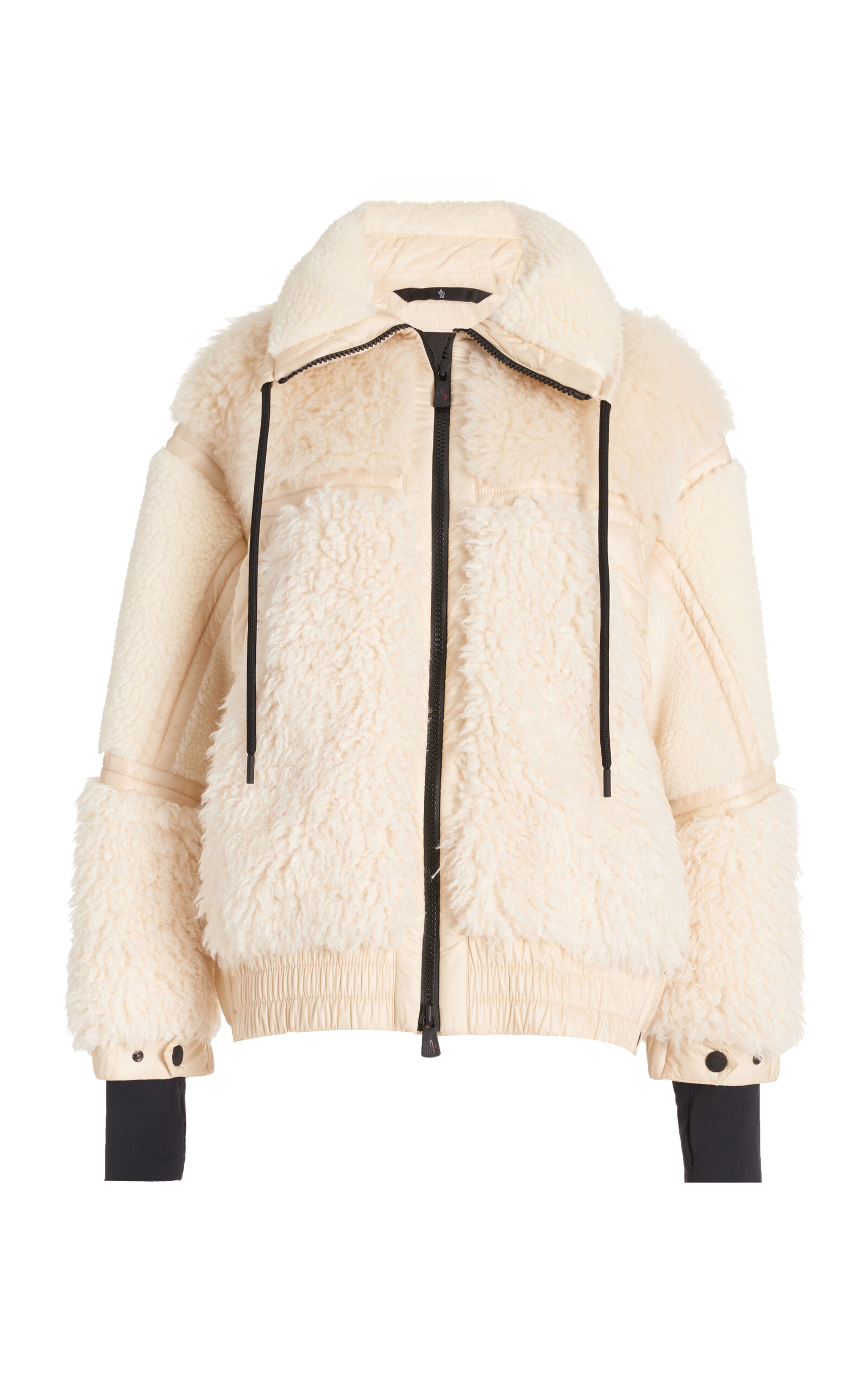 Moncler Yvoire Faux-shearling Bomber Jacket In White