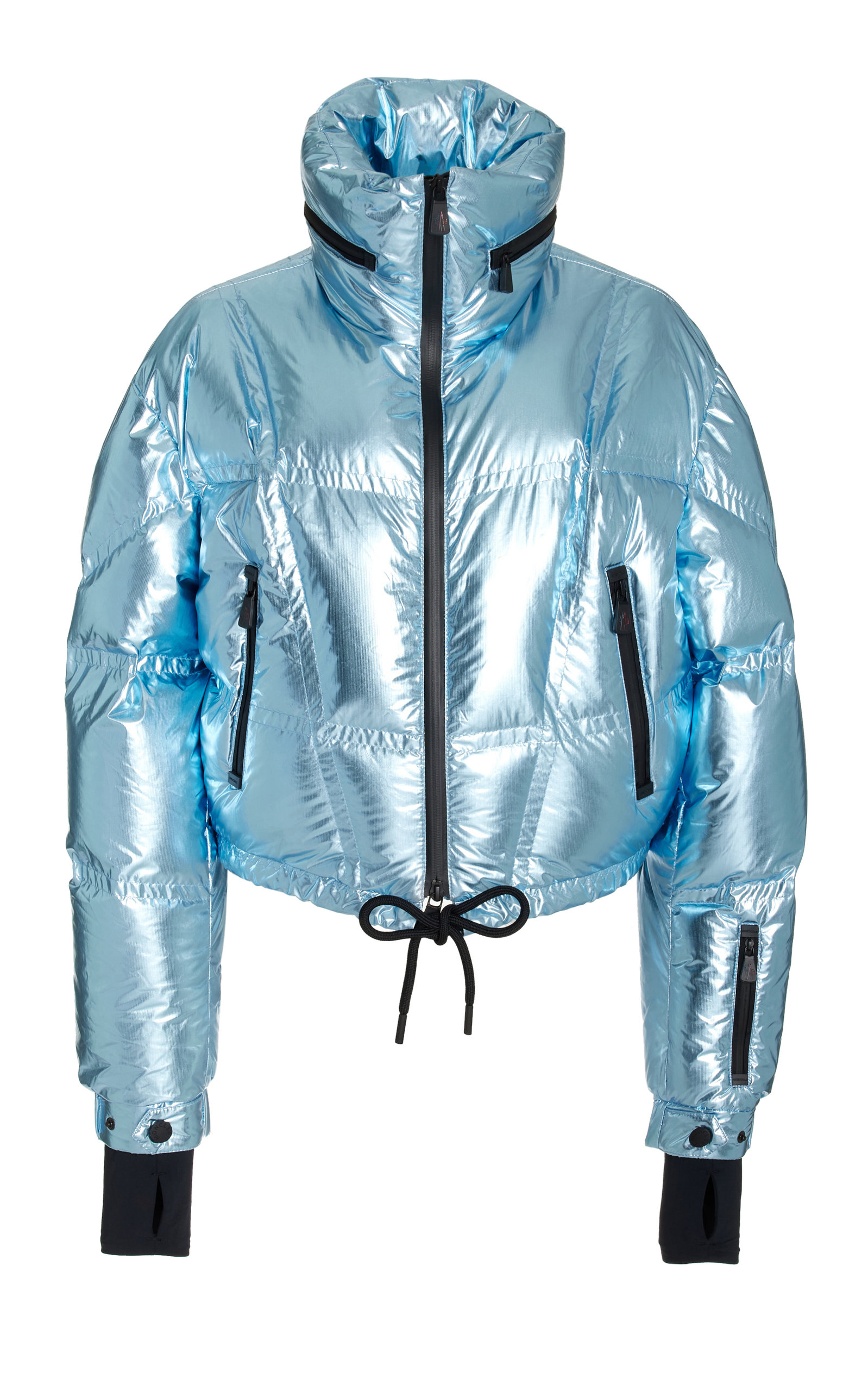 Moncler Valsorey Cropped Quilted Padded Down Metallic Ripstop Jacket In Blue