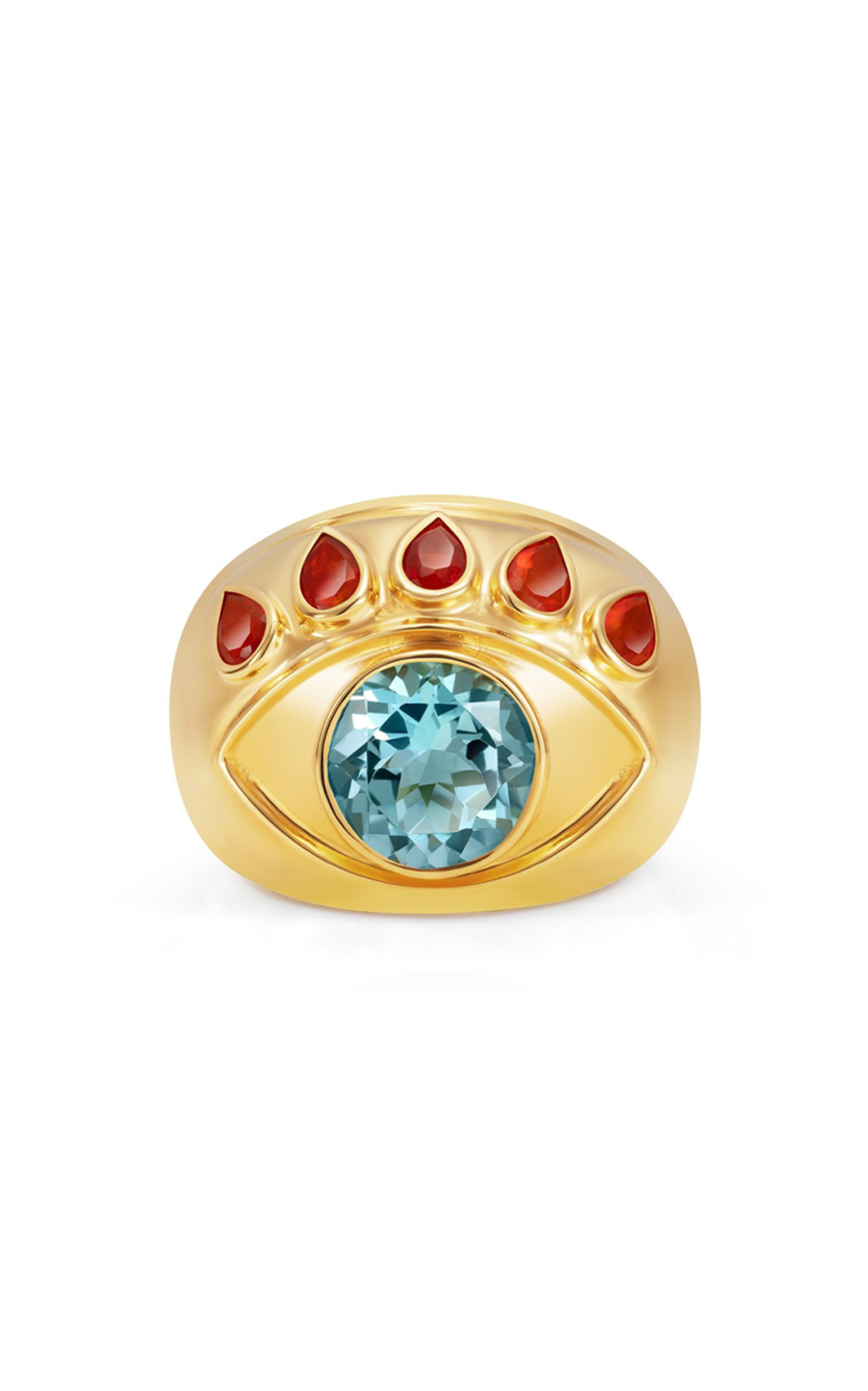 Ready To See You 18K Yellow Gold Opal; Topaz Eye Ring