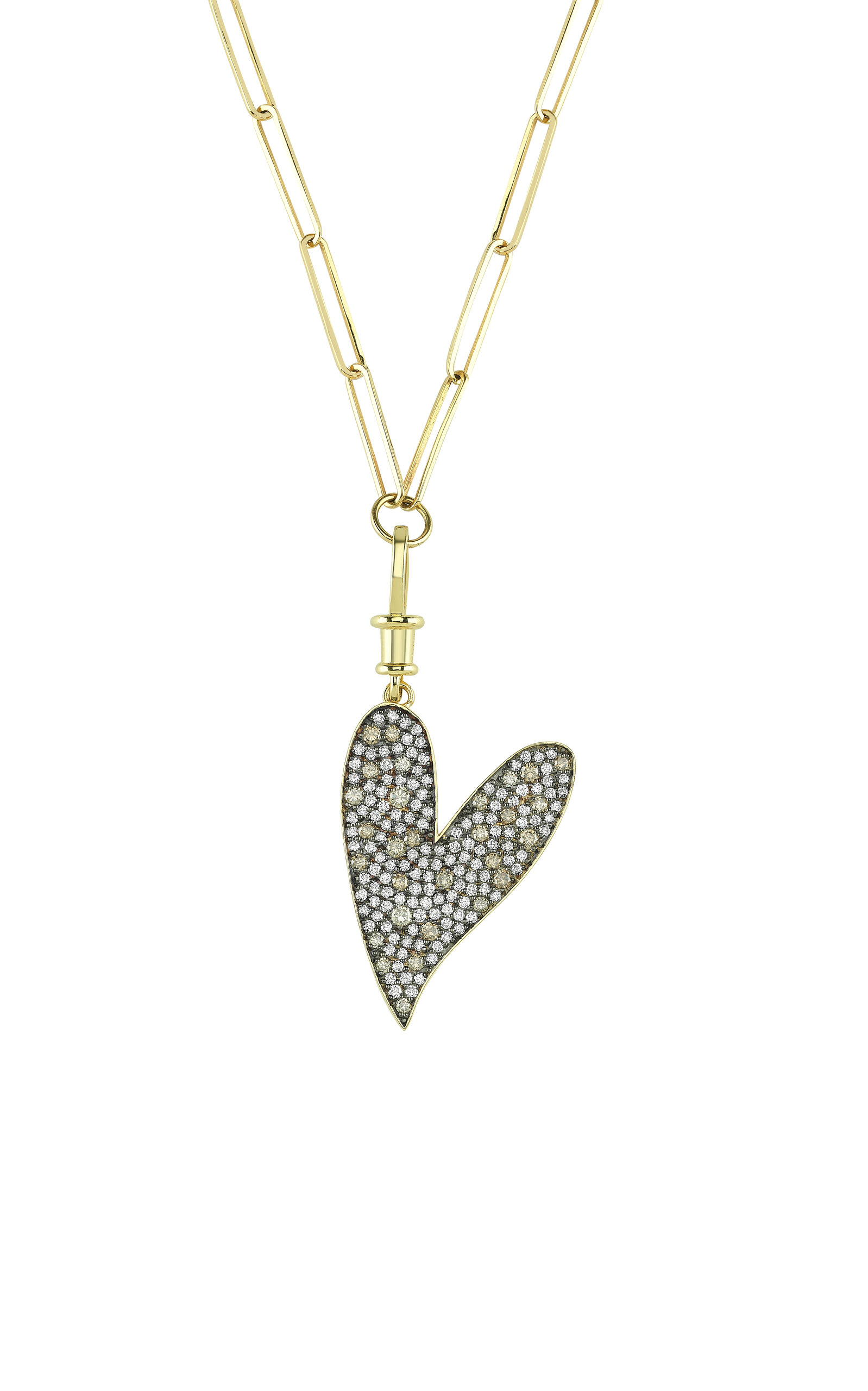 Charms Company Women's Be Mine 14k Yellow Gold Diamond Mega Heart Necklace