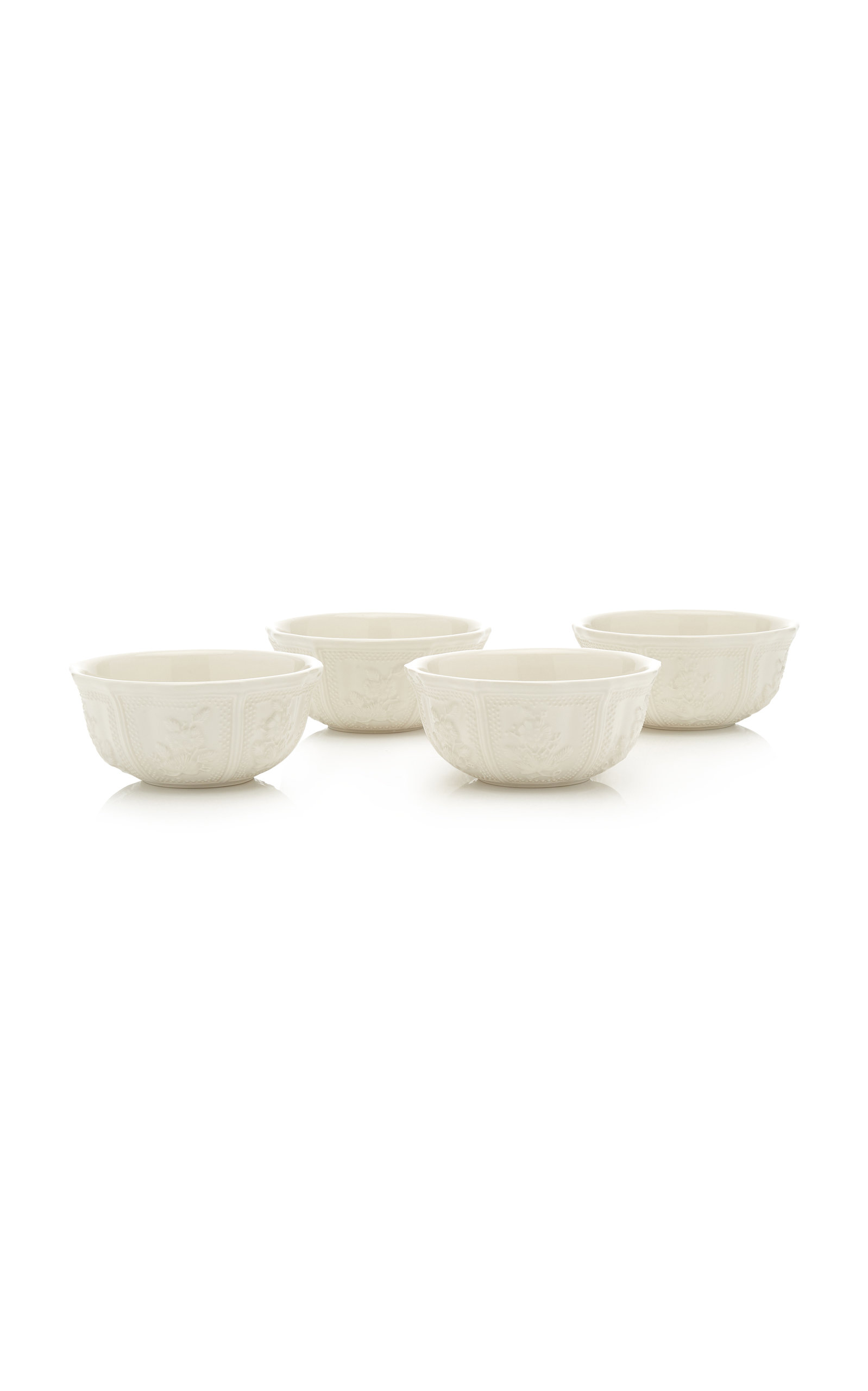 Moda Domus Set-of-Four Relief Earthenware Small Bowls - White