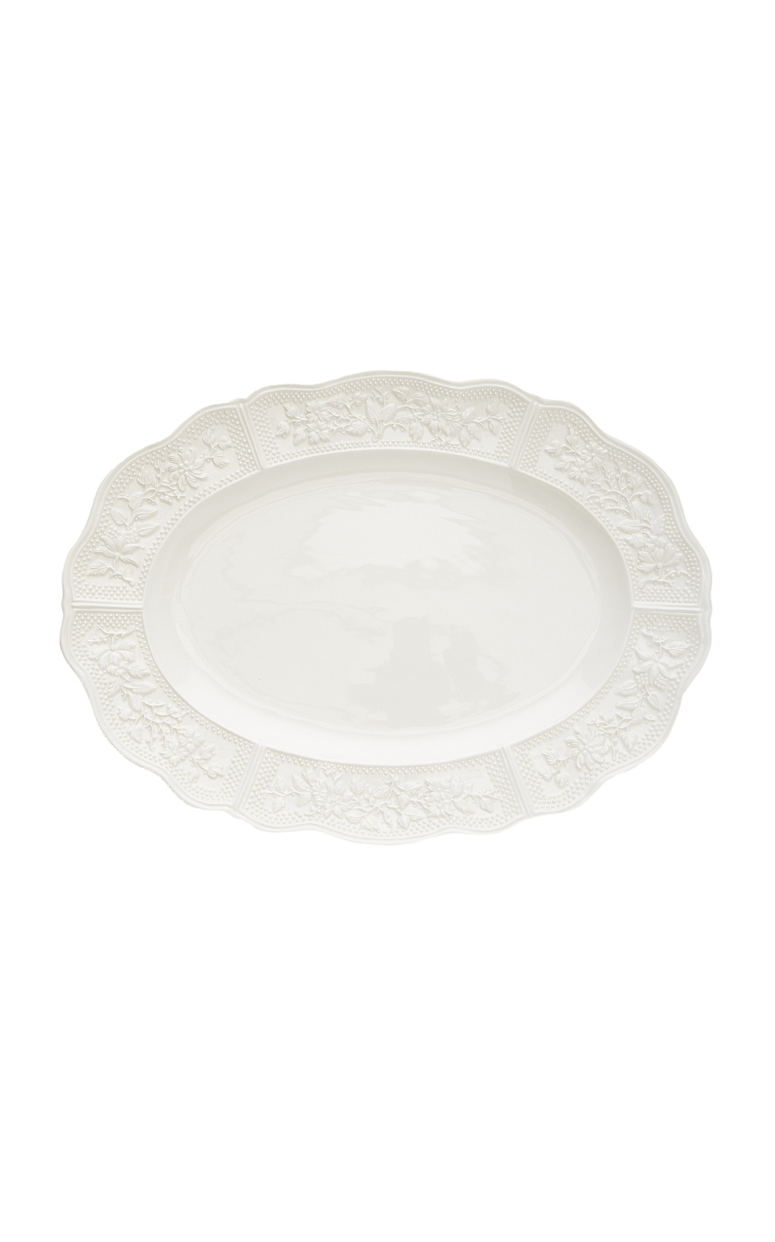 Moda Domus Relief And Doot Large Earthenware Plate In White