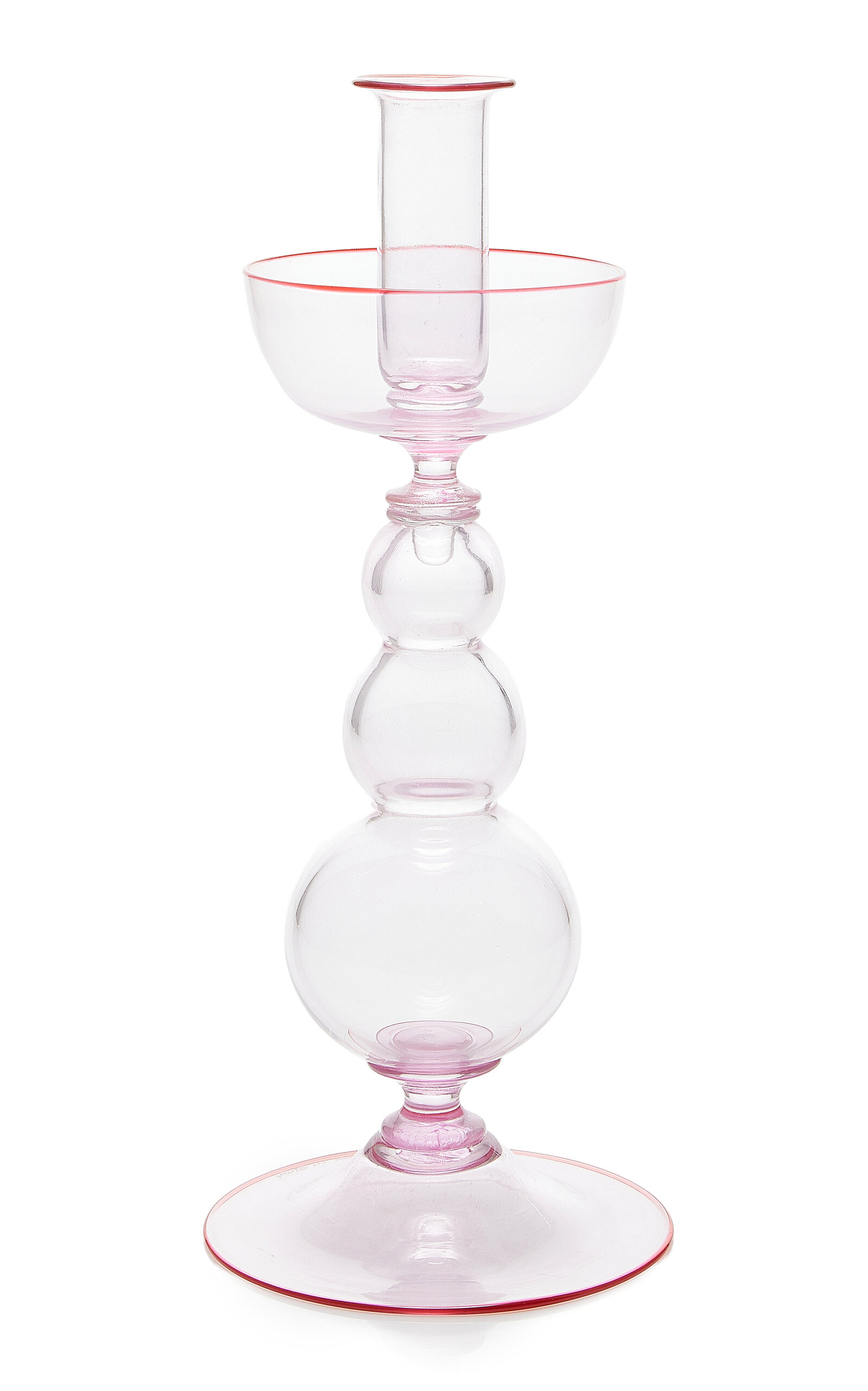 Shop Moda Domus Riviera Tall Glass Candle Holder In Pink