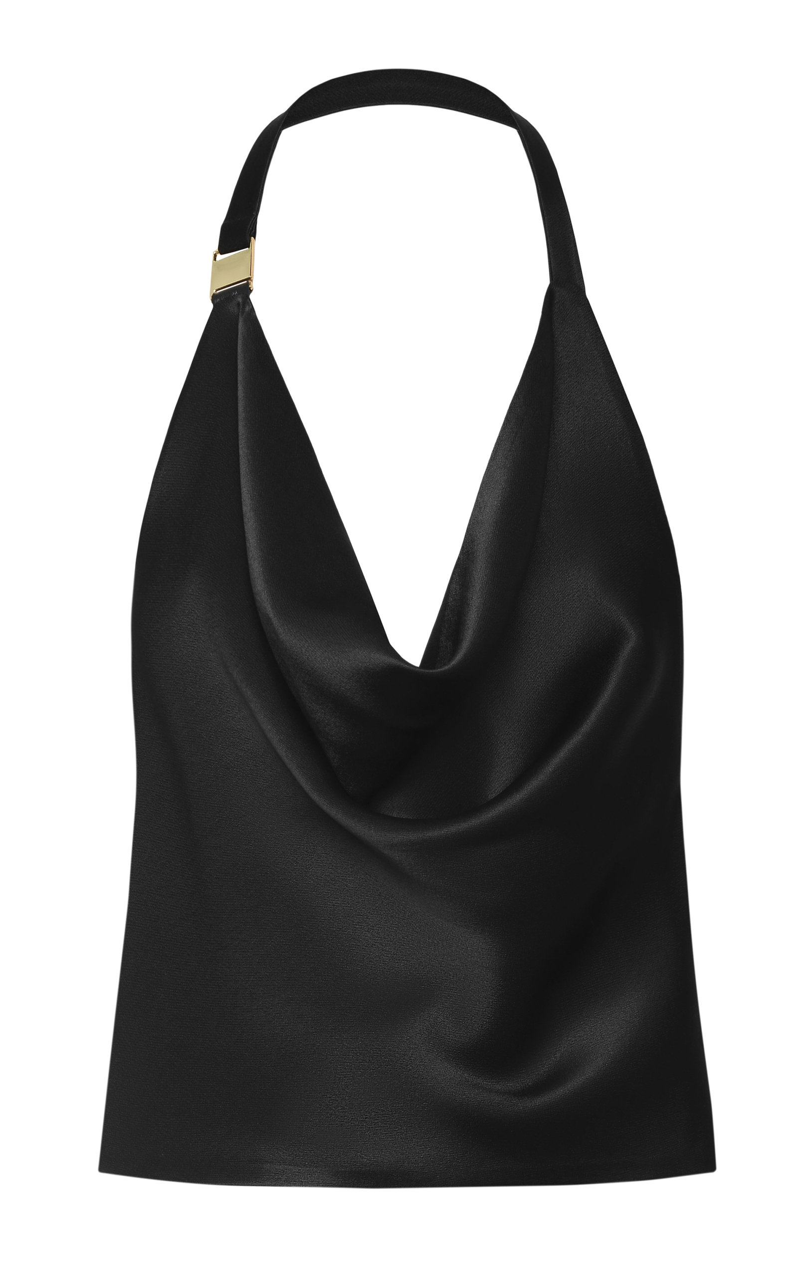 MATÉRIEL Draped Asymmetric Halter Top - Black - XS