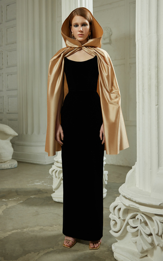 Corset-Detailed Velvet Maxi Dress展示图