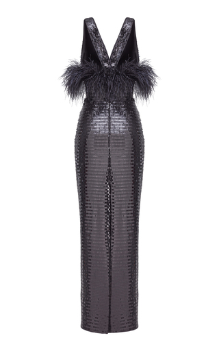 Fringe-Detailed Sequin Maxi Dress展示图