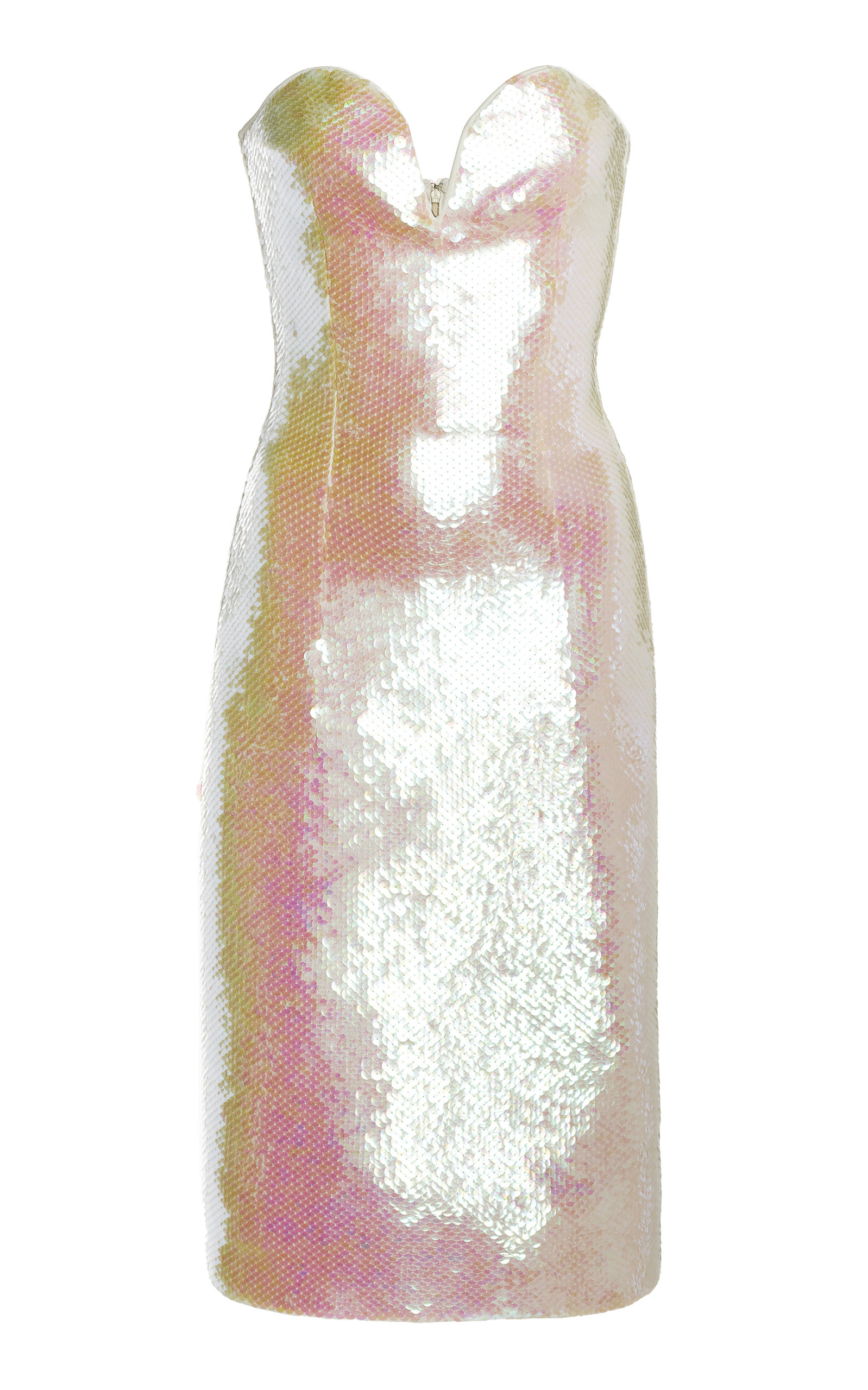 Bottega Veneta Sequin Bustier Midi Dress In Metallic