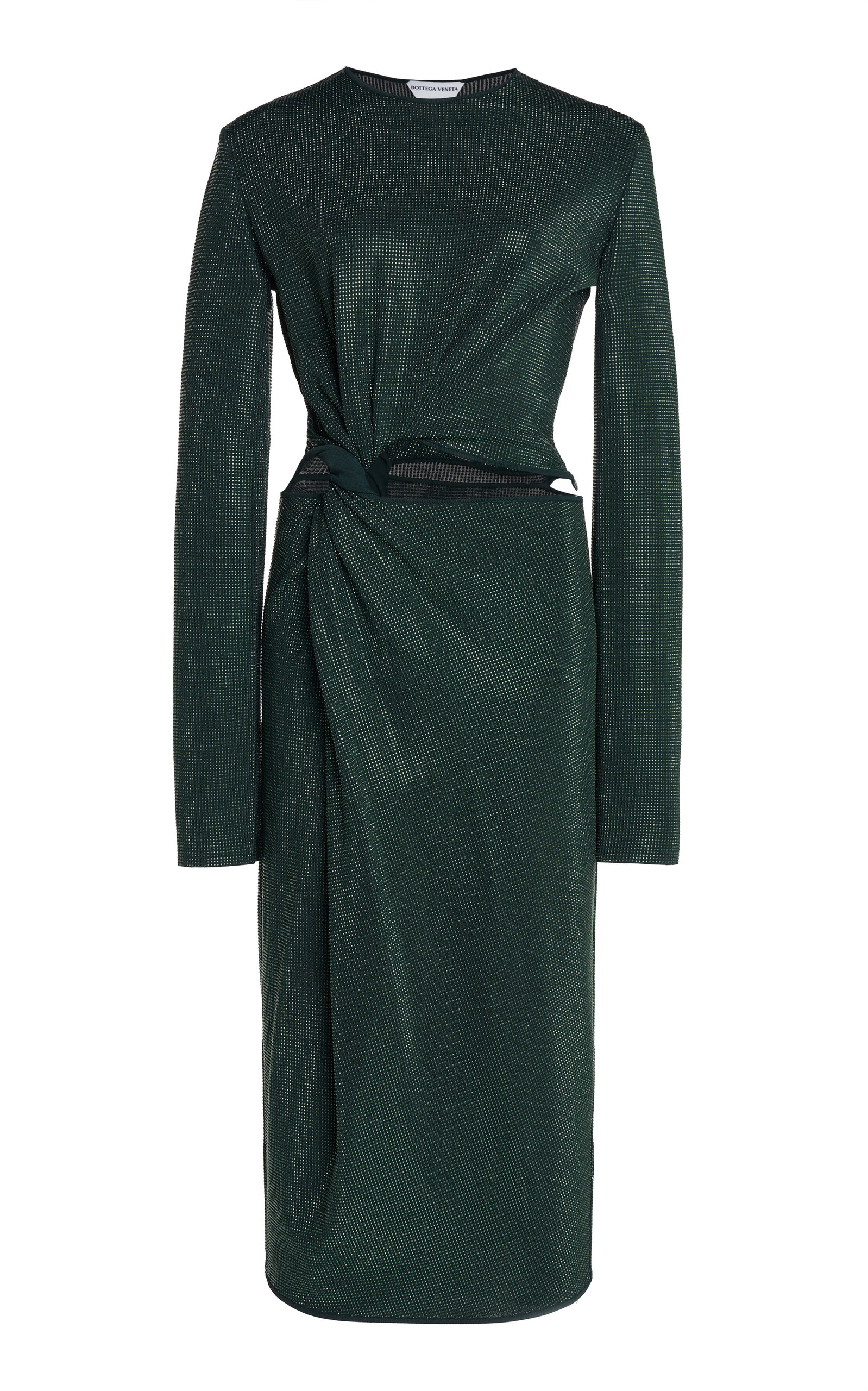 Shop Bottega Veneta Hotfix Cutout Midi Dress In Green