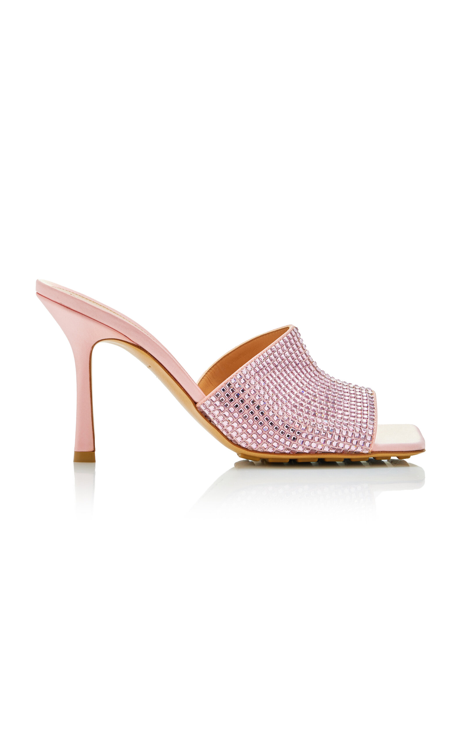 Shop Bottega Veneta Sparkle Slide Stretch Satin Sandals In Pink