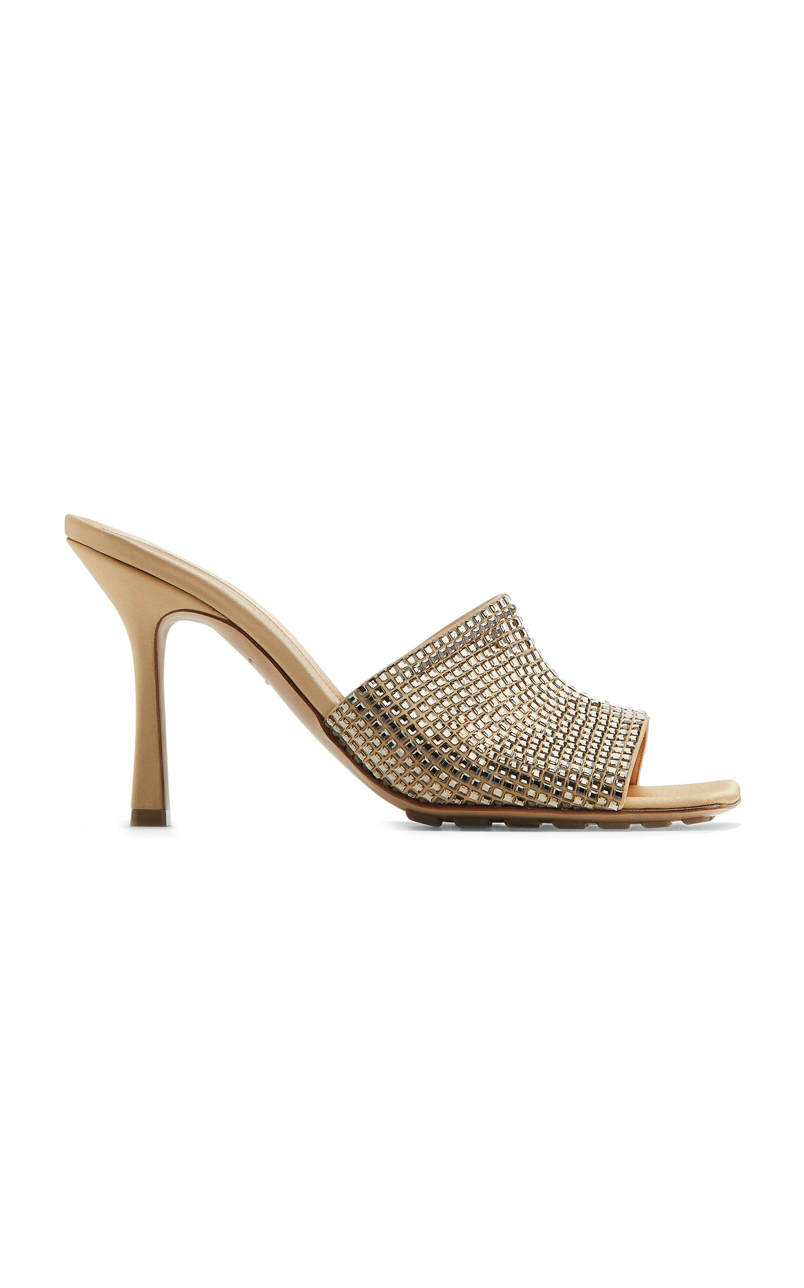 Bottega Veneta Logo Diamond Pendant High-heeled Sandals In Nude