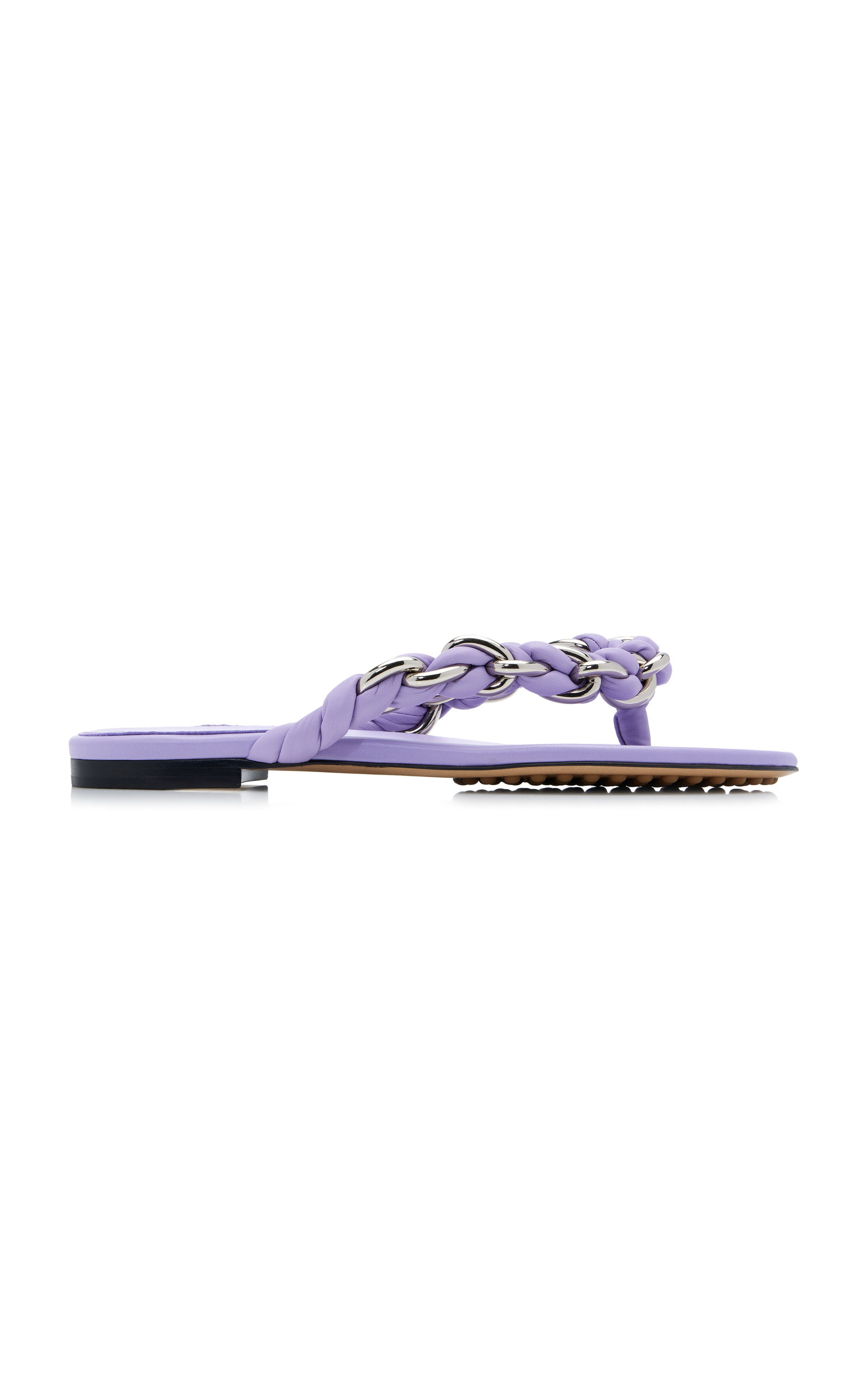 Bottega Veneta Dot Lagoon Chain Flat Sandals In Purple