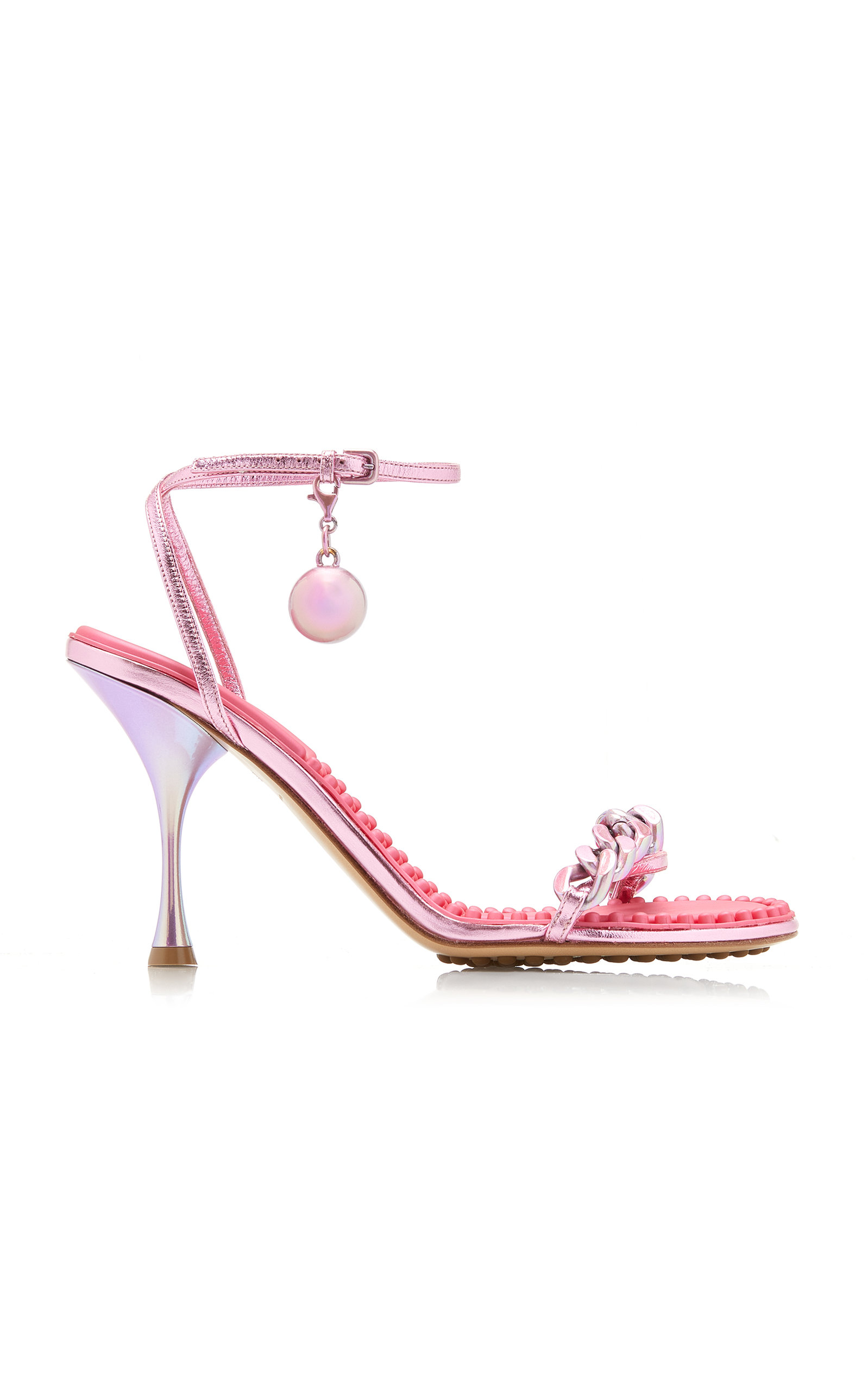 Bottega Veneta Dot Lounge Metallized Sandals In Pink