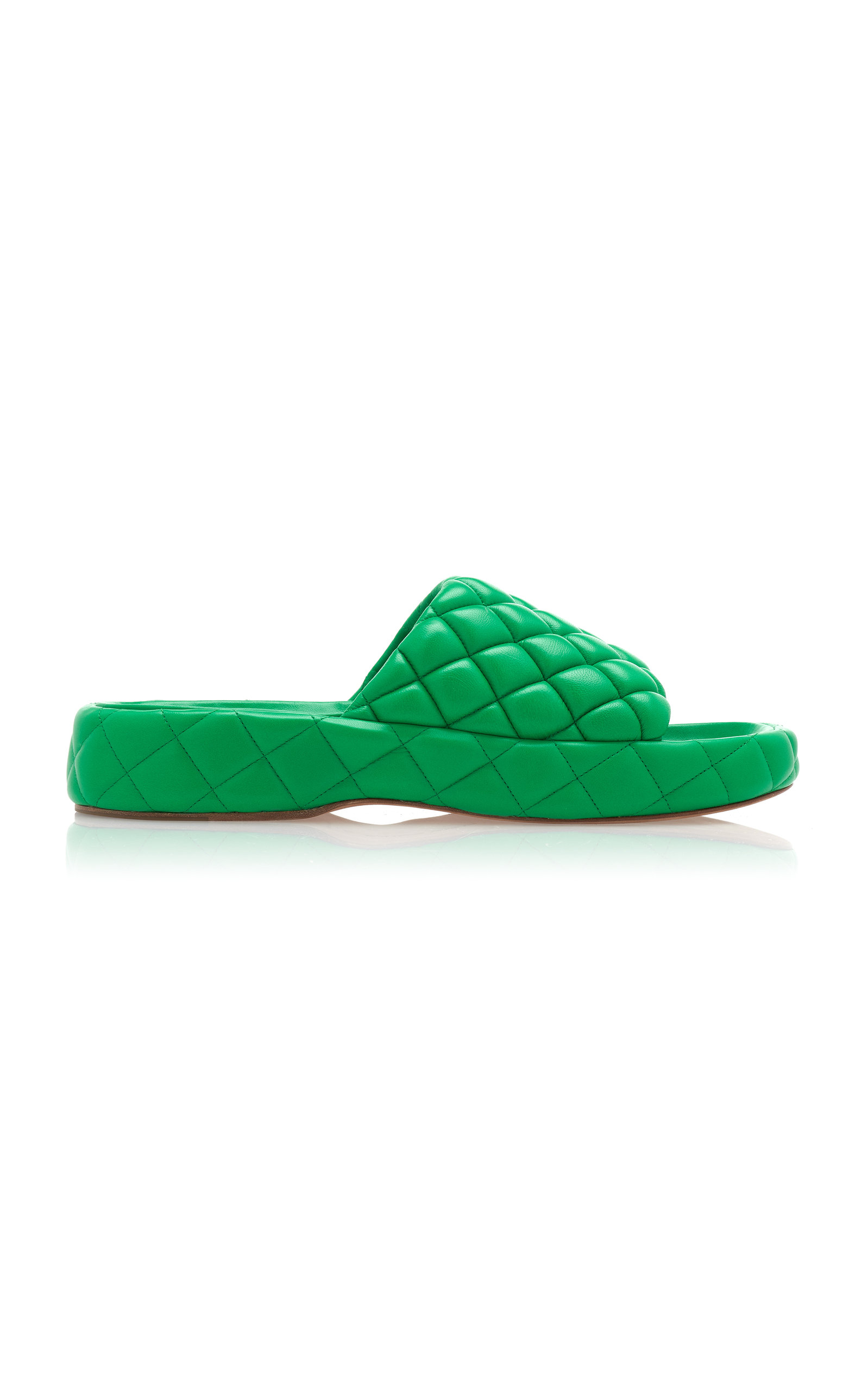Bottega Veneta Padded Matelasse Slide Sandals In Green