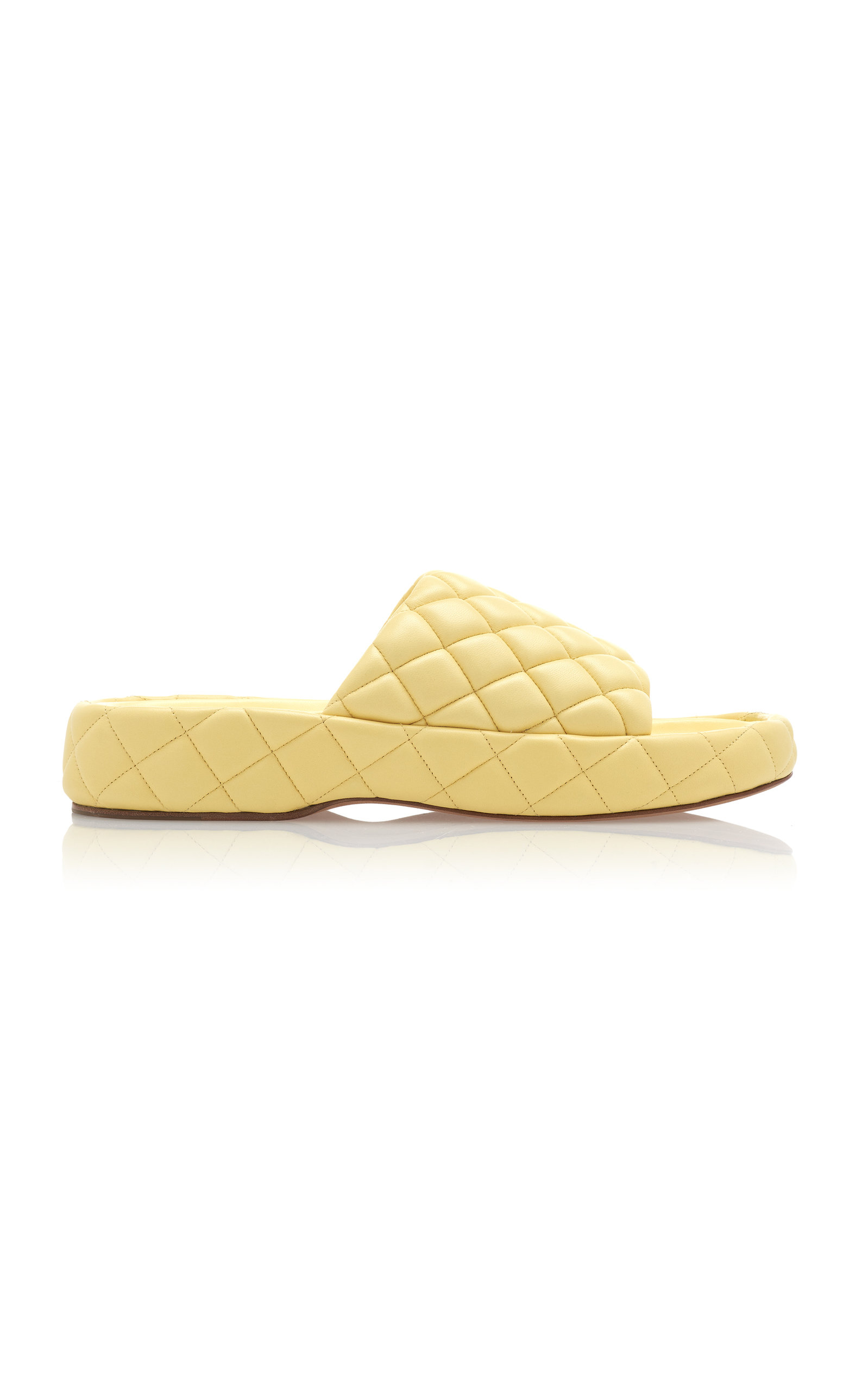 Bottega Veneta Padded Matelasse Slide Sandals In Yellow