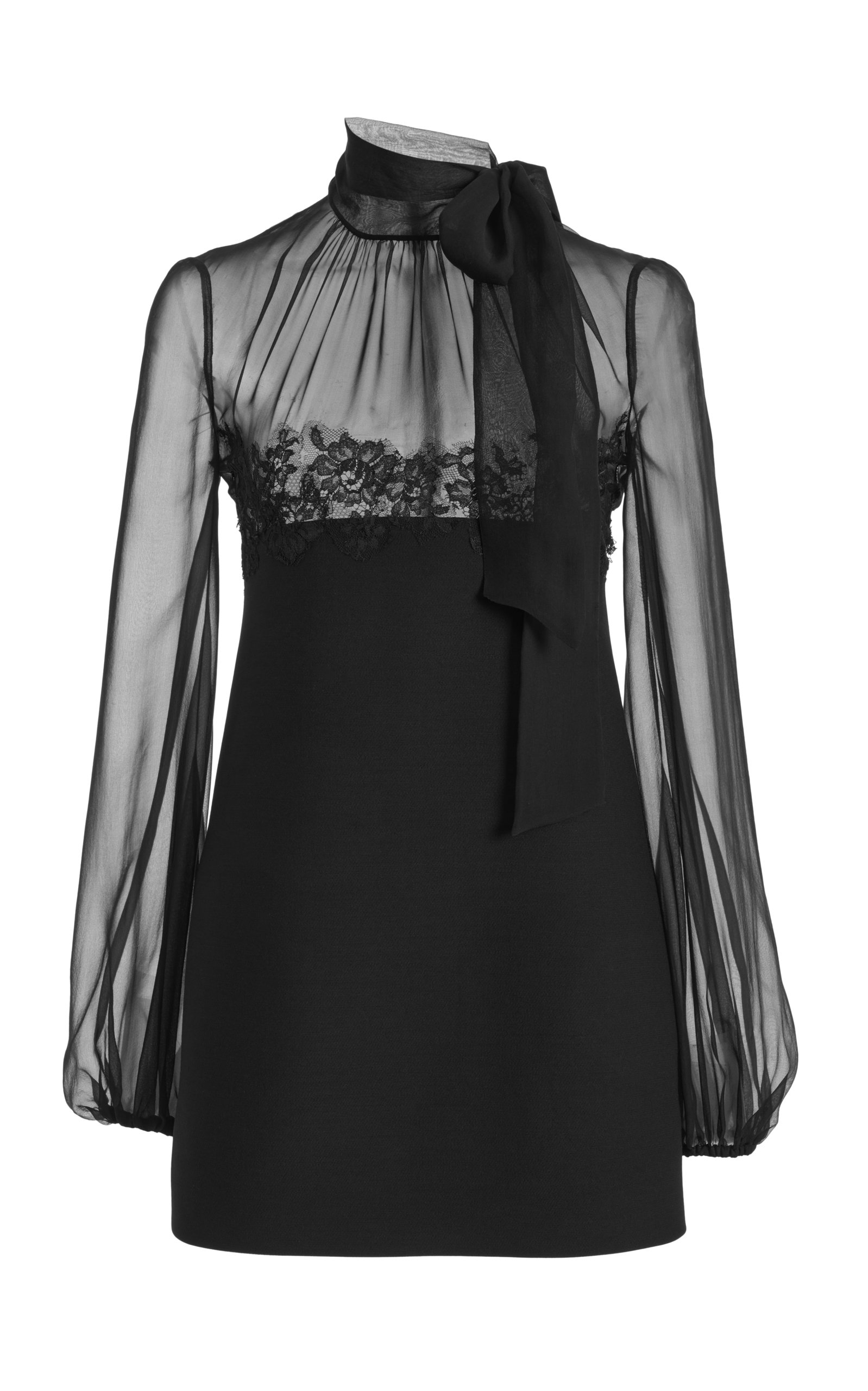 Valentino - Women's Sheer Wool-Silk Mini Dress - Black - IT 42 - Moda Operandi