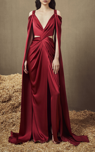 Cut-Out Draped Satin Gown展示图