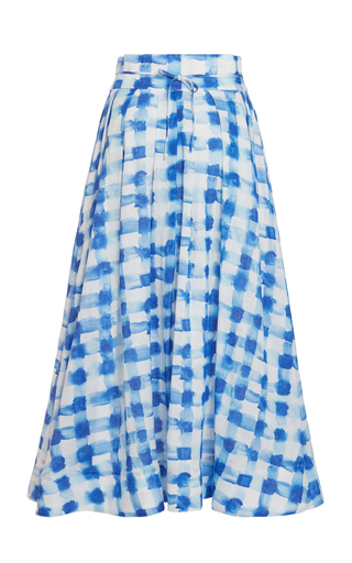 Pleated Linen-Blend Midi Skirt展示图