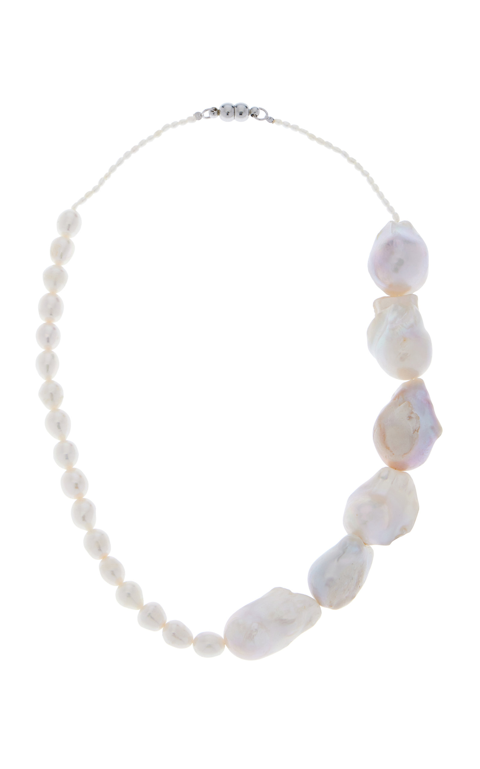 18k White Gold Plated Freshwater with Pearl Necklace 