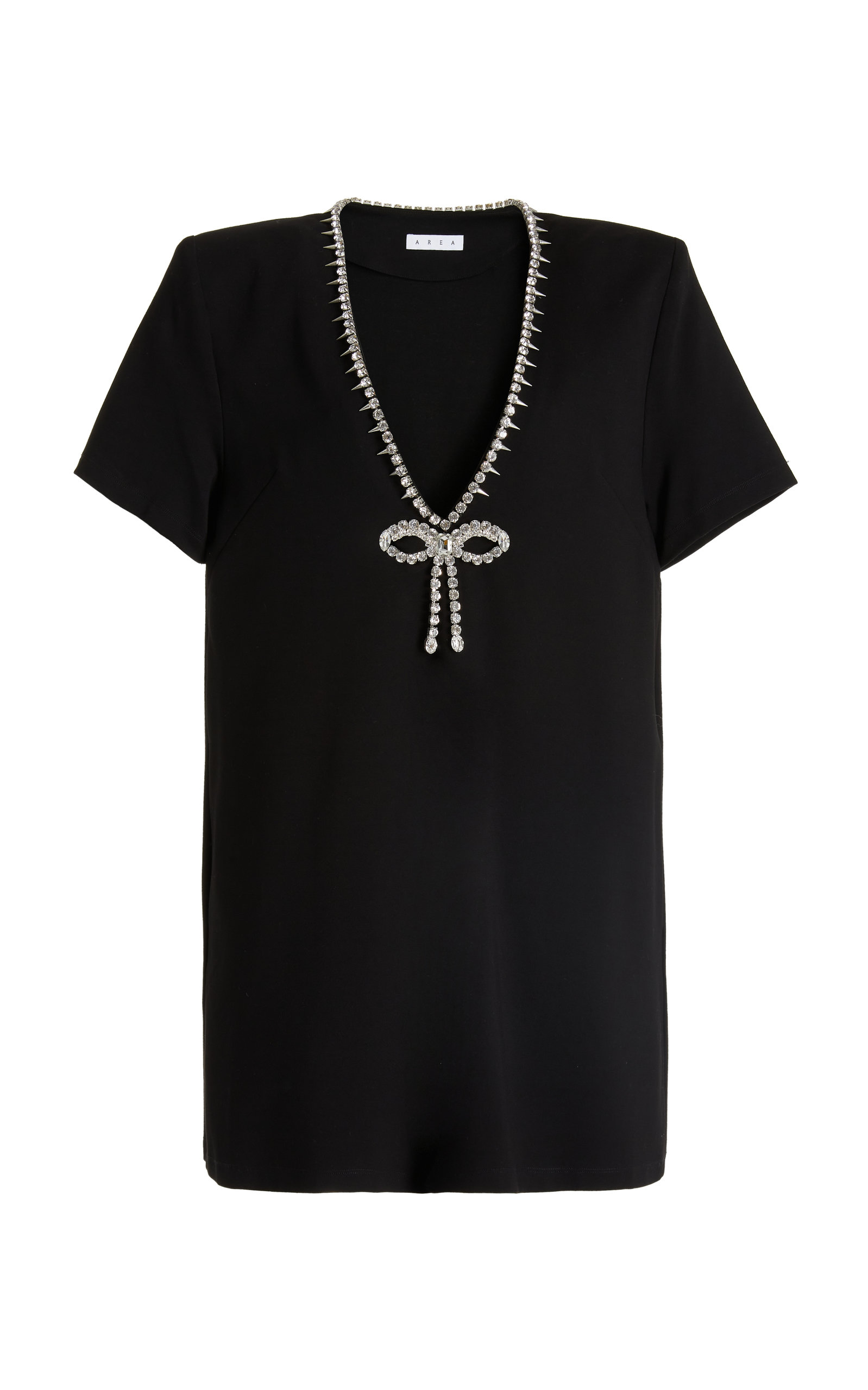 Area Crystal-embellished Stretch-ponte Mini Dress In Black