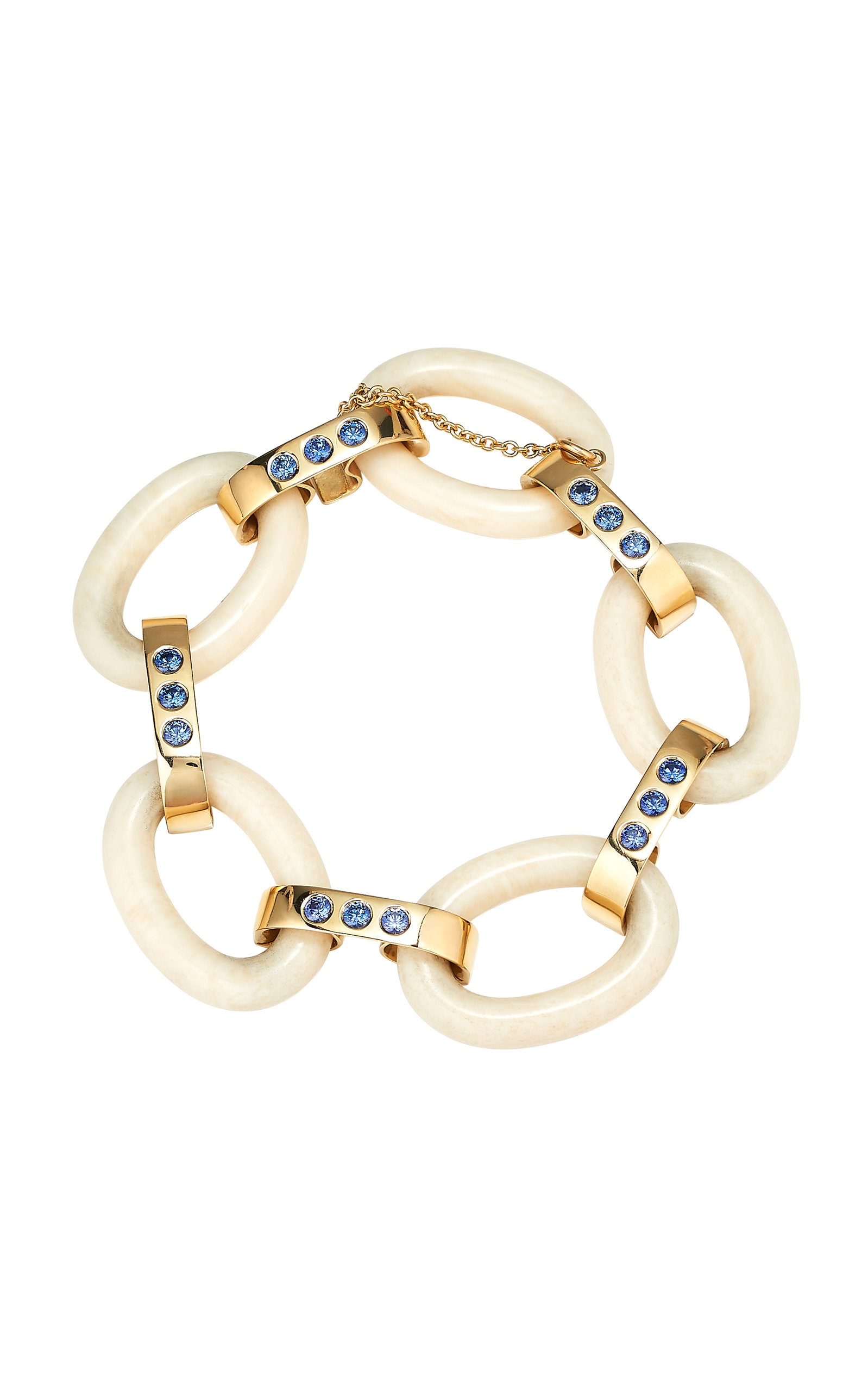 Ashley Mccormick 18k Yellow Gold Ivory; Sapphire Link Bracelet In White