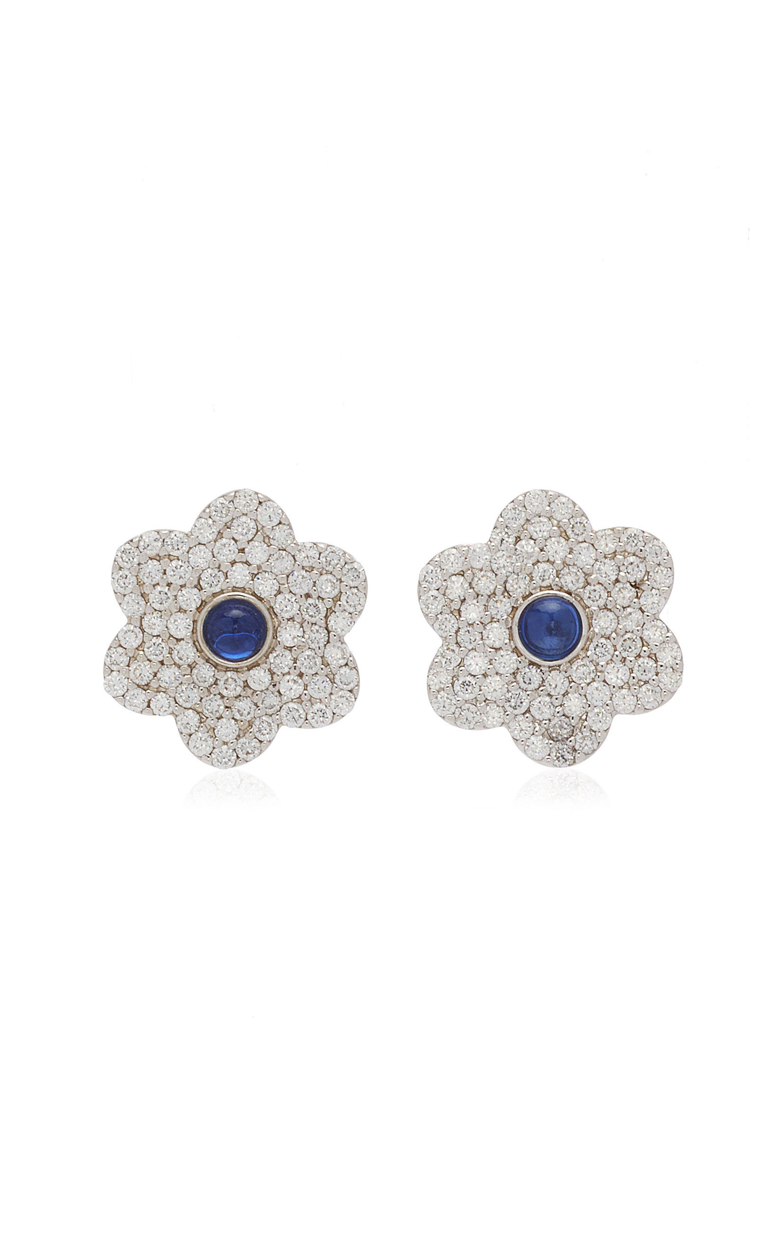 Fleur 18K White Gold Sapphire; Diamond Earrings