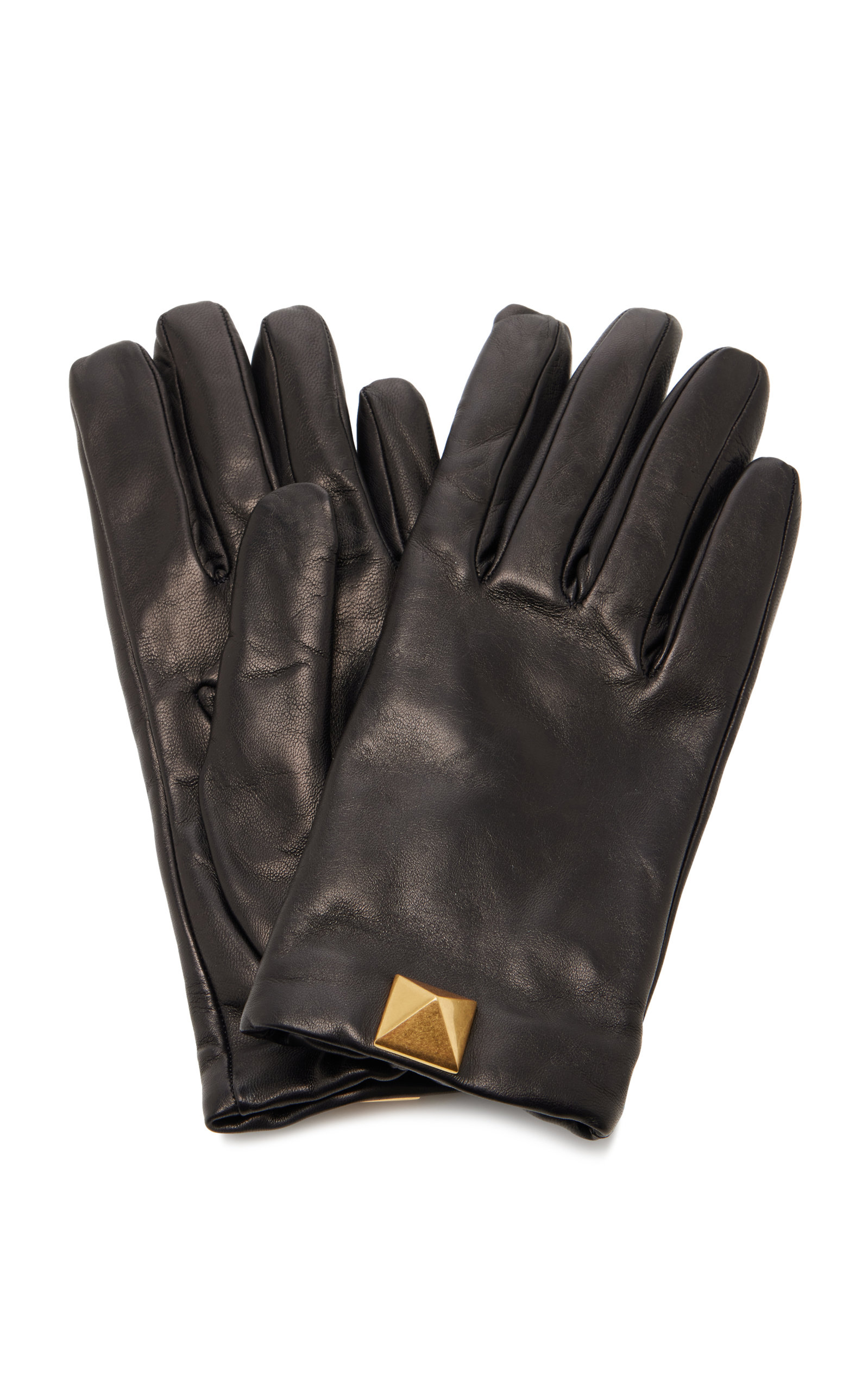 Valentino - Women's Valentino Garavani Roman Stud Leather Gloves - Black - 6 - Moda Operandi